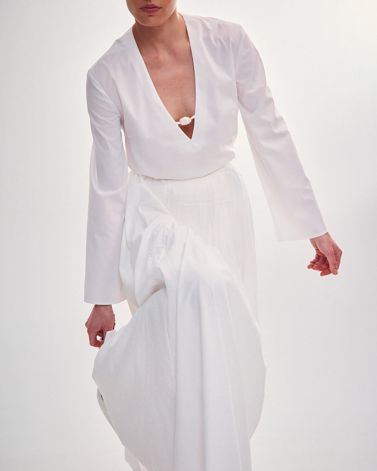 SHIRT WITH A KNITTED BUTTON made by DELEGAN Clothes