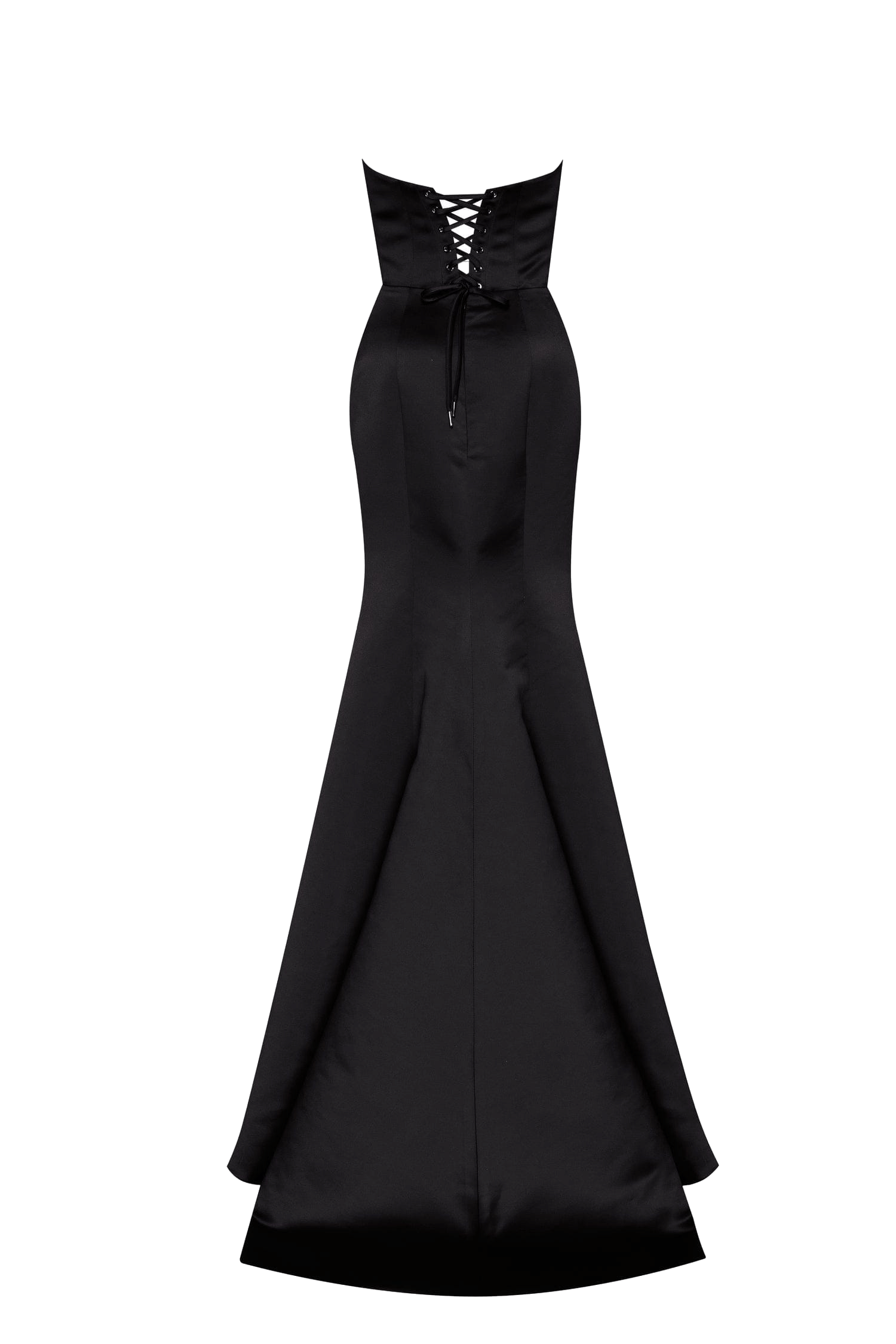Black Strapless evening gown with thigh slit made by Milla