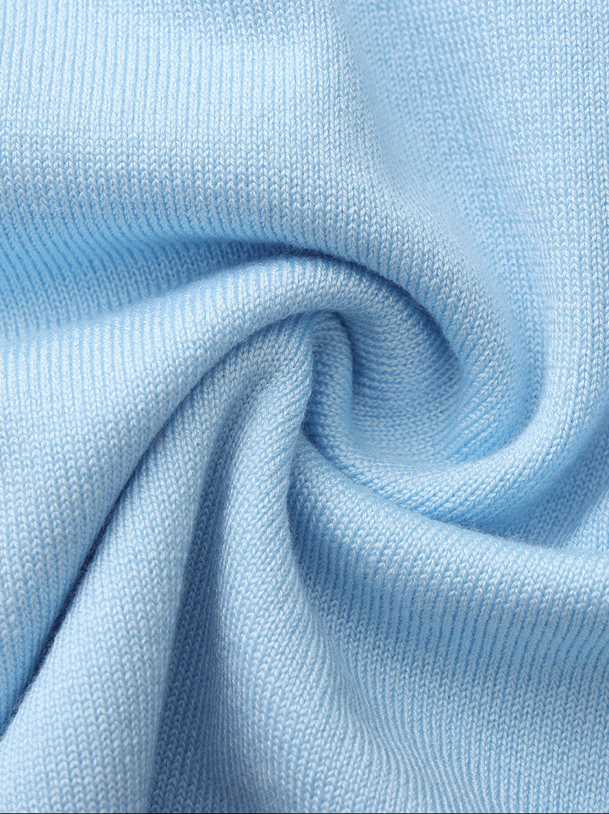 Wilhelmina Contrast-Trim Knit Light Blue Mini Dress made by Nana Jacqueline