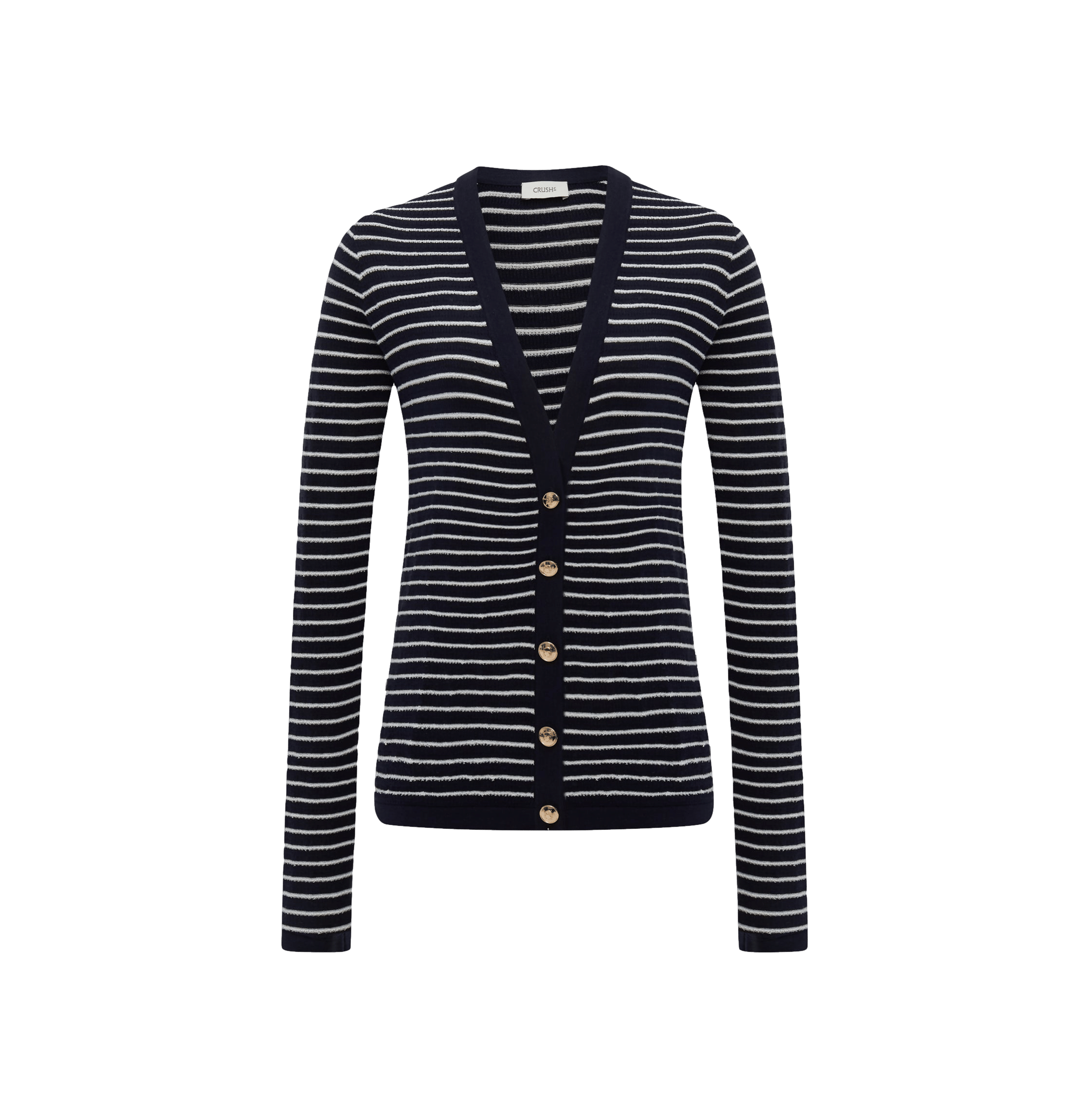 SILK-COTTON METALLIC STRIPE CARDIGAN in Blue made by CRUSH Collection
