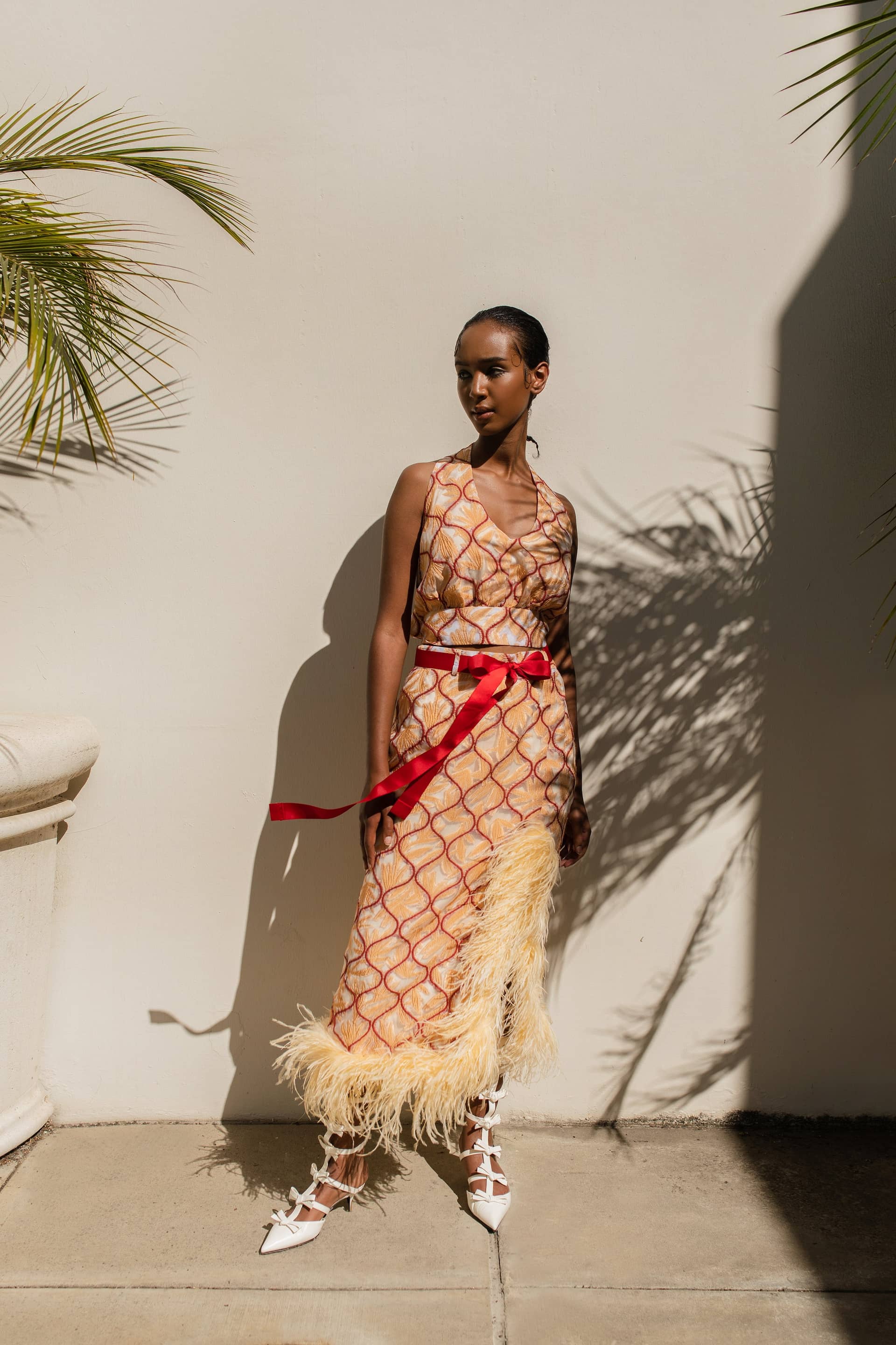 Monroe Skirt With Feathers made by ANDREEVA