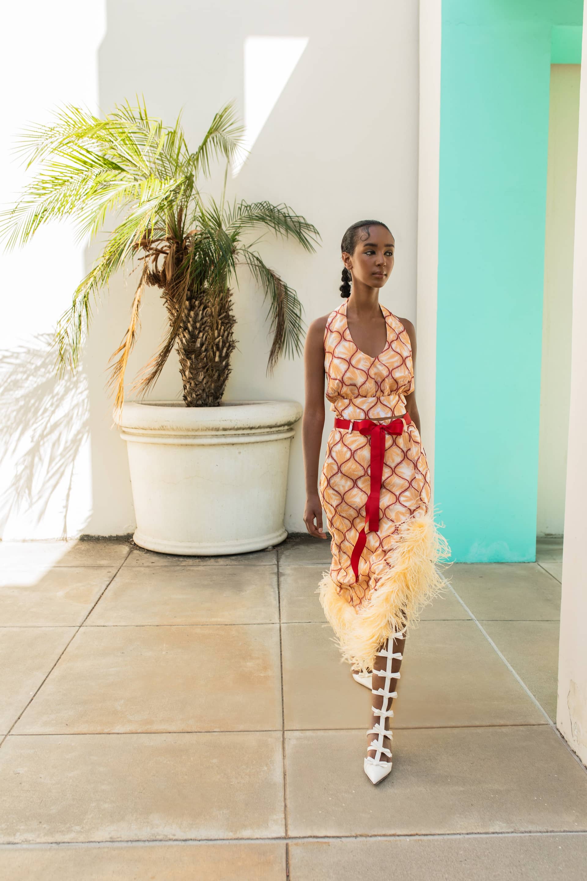 Monroe Skirt With Feathers made by ANDREEVA