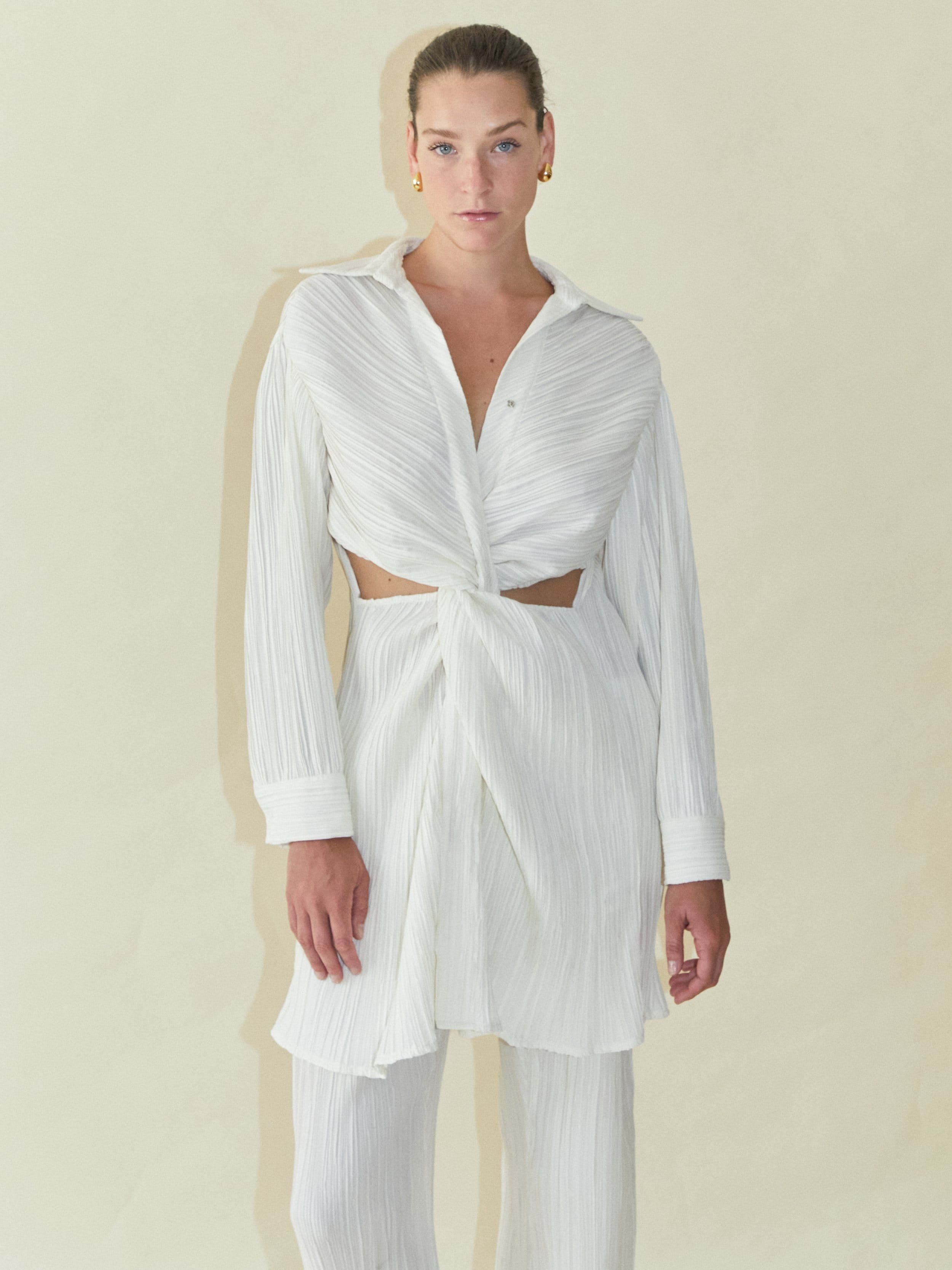 Tree Bark Cut Out Shirt Dress made by CAHAYA STUDIOS