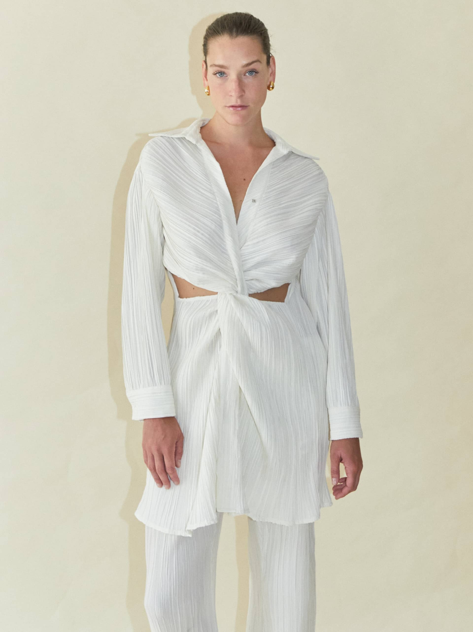 Tree Bark Cut Out Shirt Dress made by CAHAYA STUDIOS