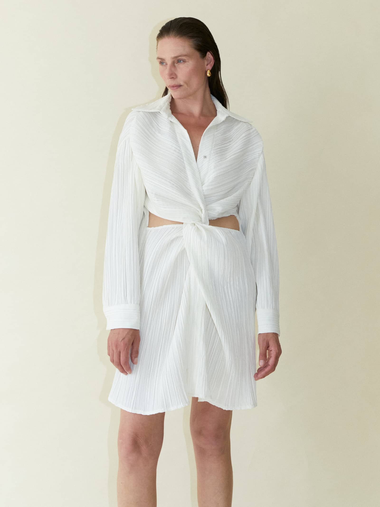 Tree Bark Cut Out Shirt Dress made by CAHAYA STUDIOS