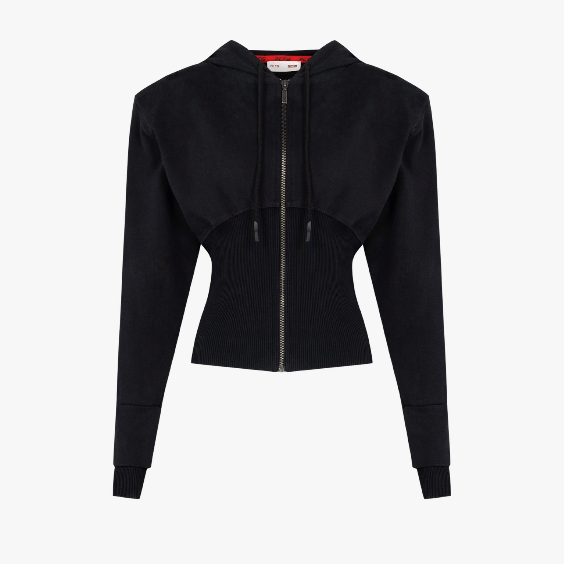 YOUR *ITCH CORSET ZİPPED HOODY - JET BLACK made by PCFG