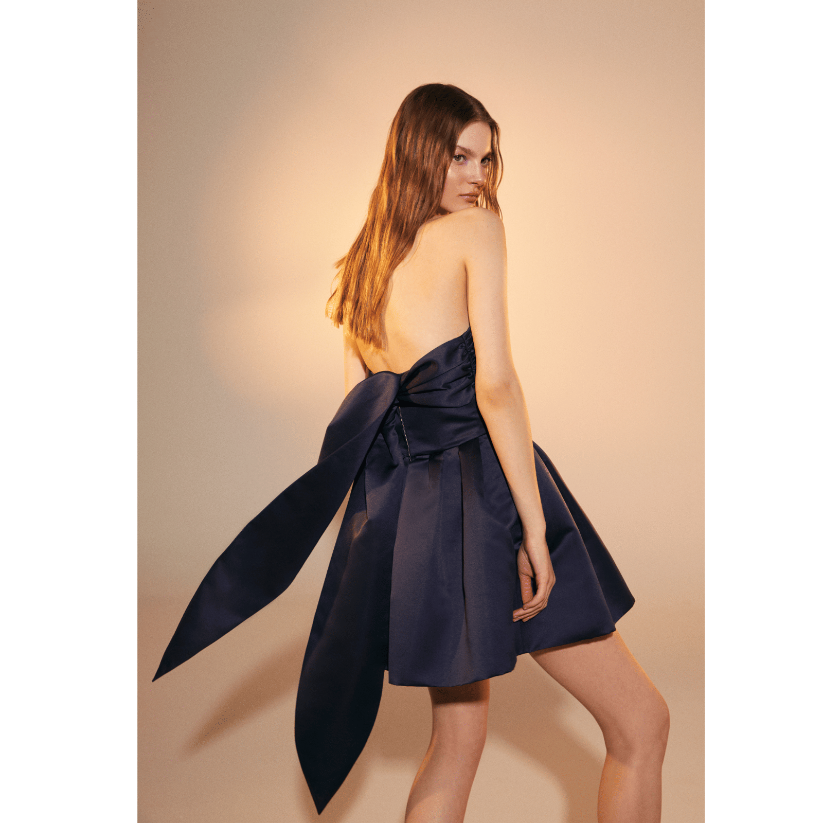 Miro Strapless Mini Dress in Midnight Blue in Blue made by Nazli Ceren
