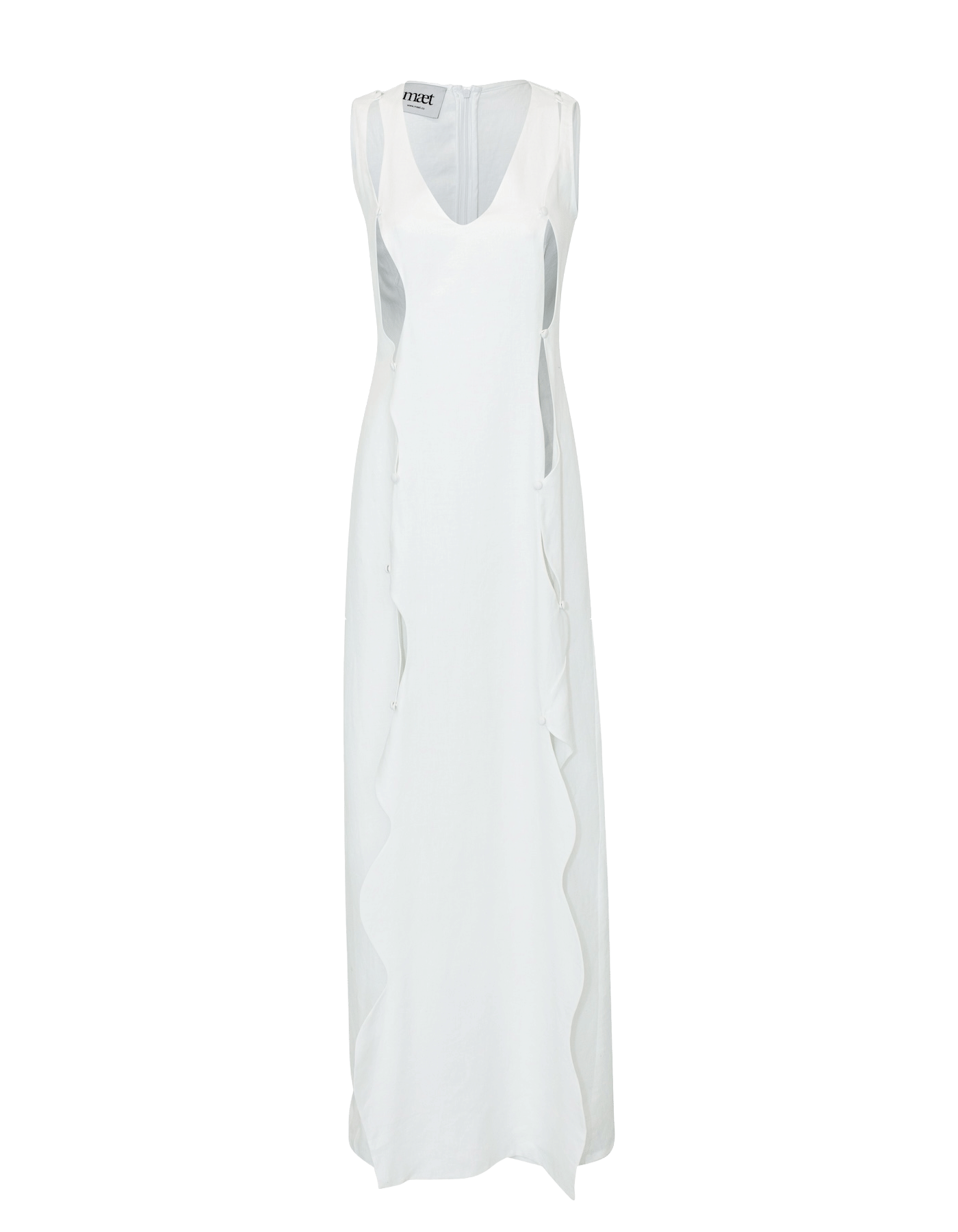 ELINOR White V Neck Curvy Linen Dress made by MAET
