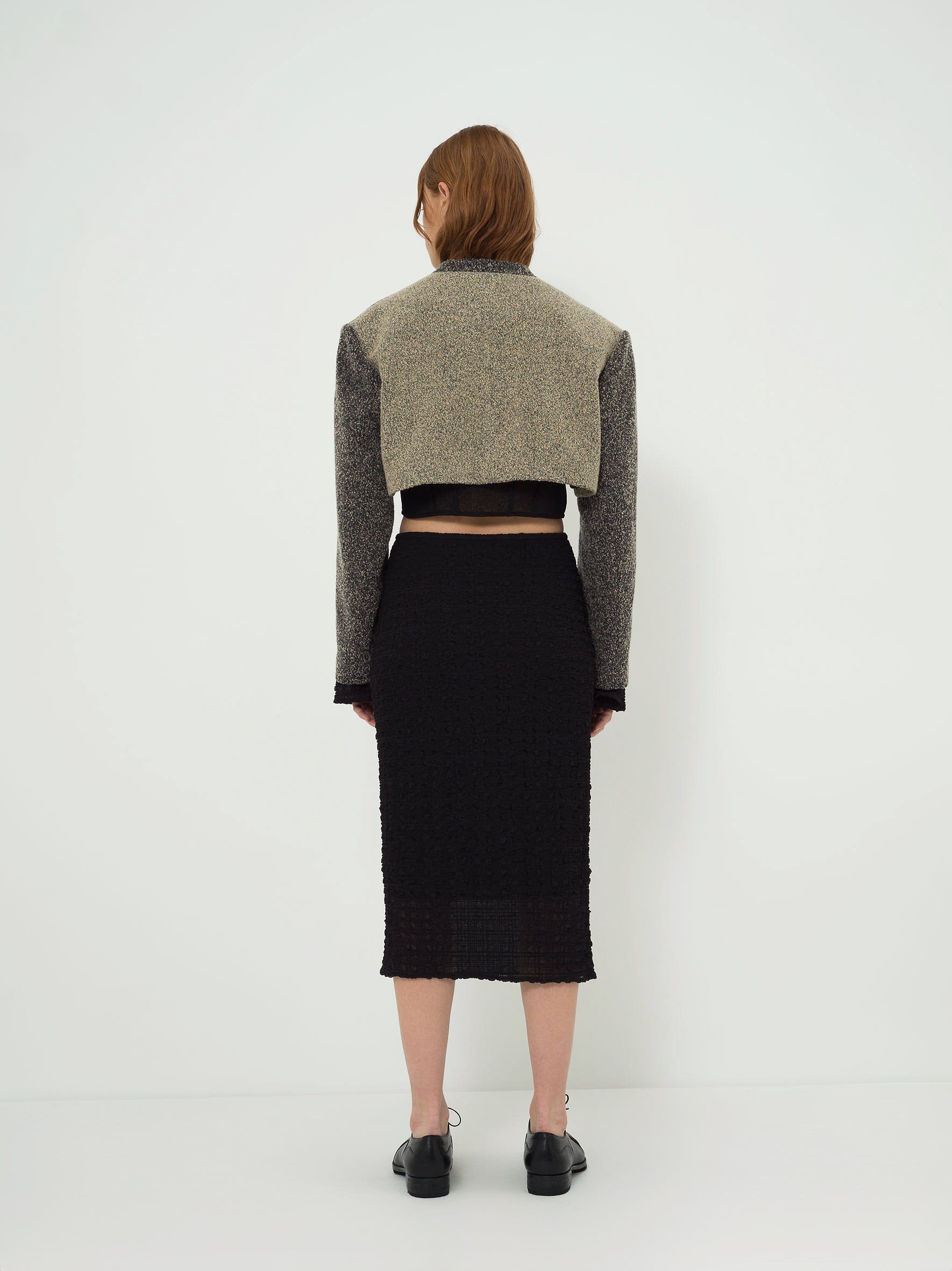 WOOL-BLEND CROPPED TEXTURED JACKET made by YIBRI