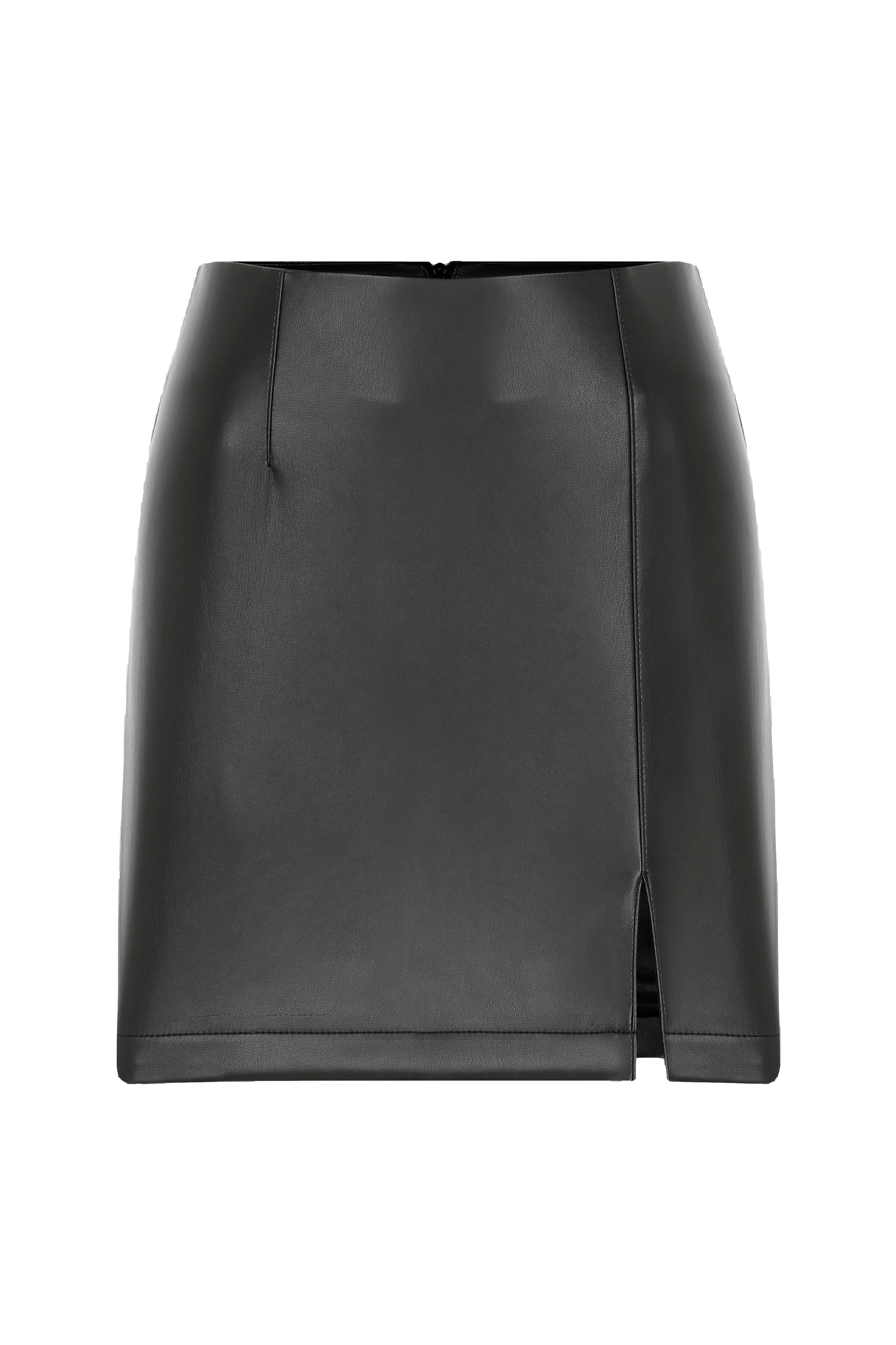 Vance Vegan Leather Mini Skirt in Black made by Nazli Ceren