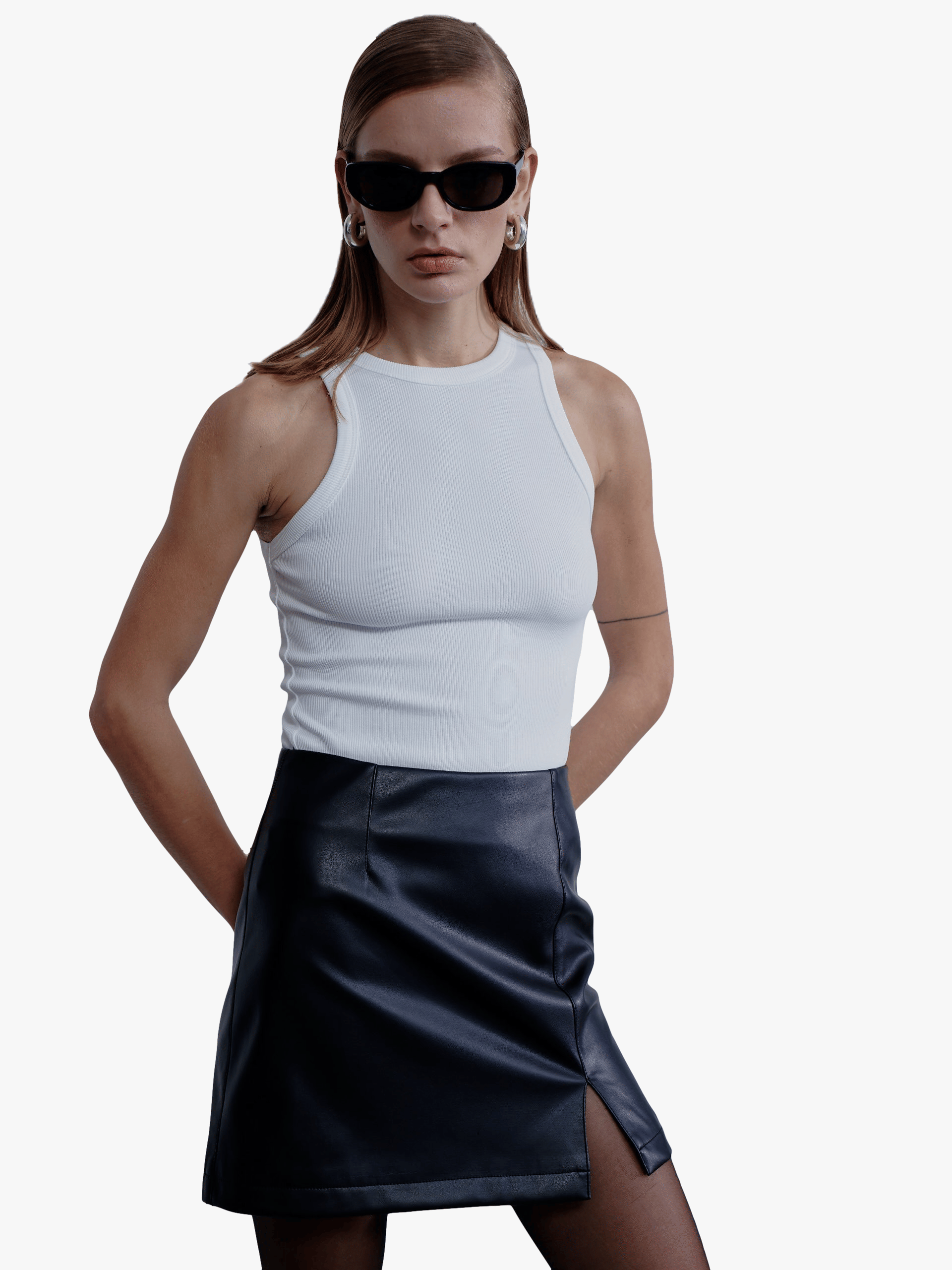 Vance Vegan Leather Mini Skirt in Black made by Nazli Ceren