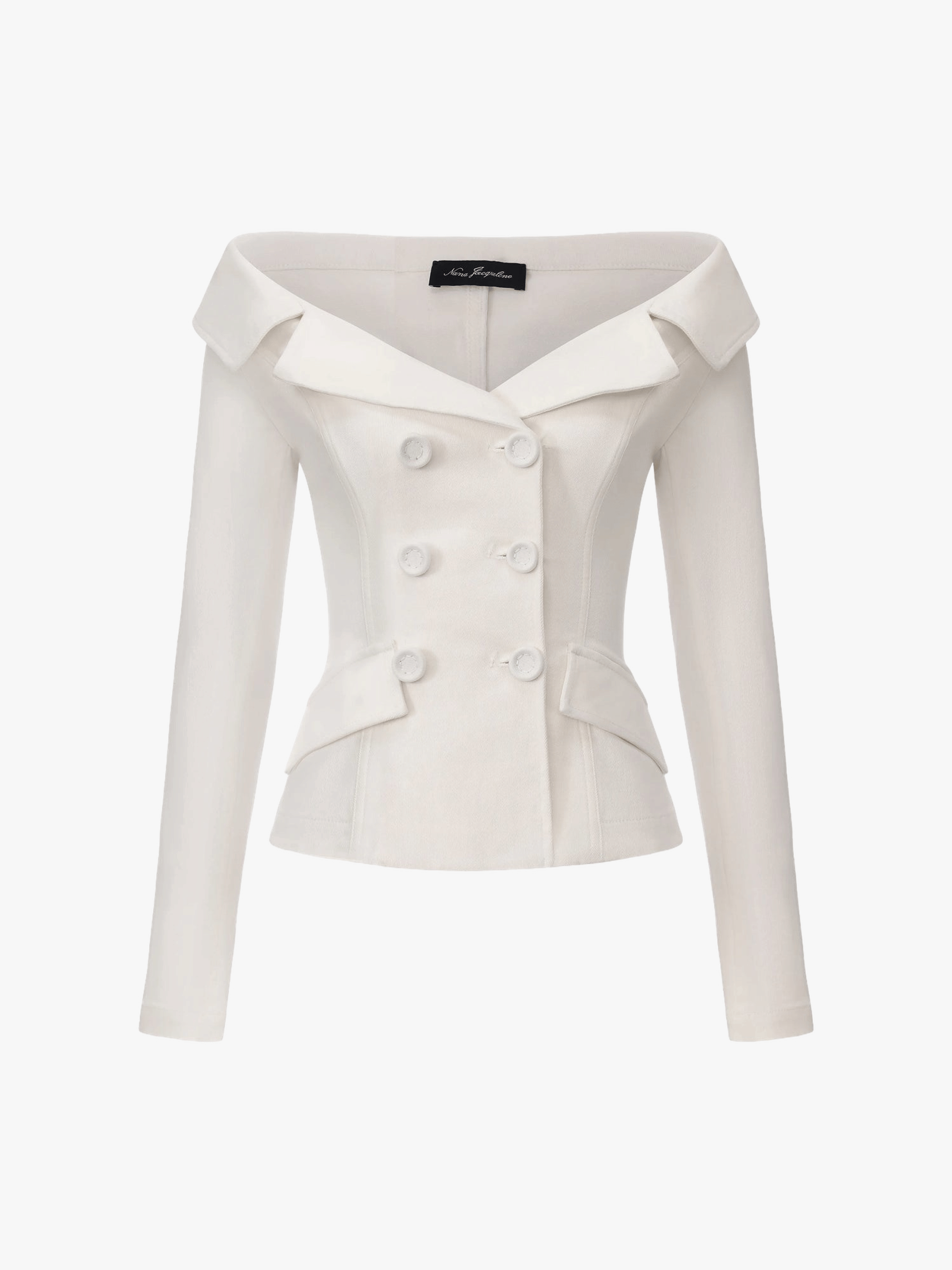 Claudine Off-Shoulder White Cropped Top made by Nana Jacqueline