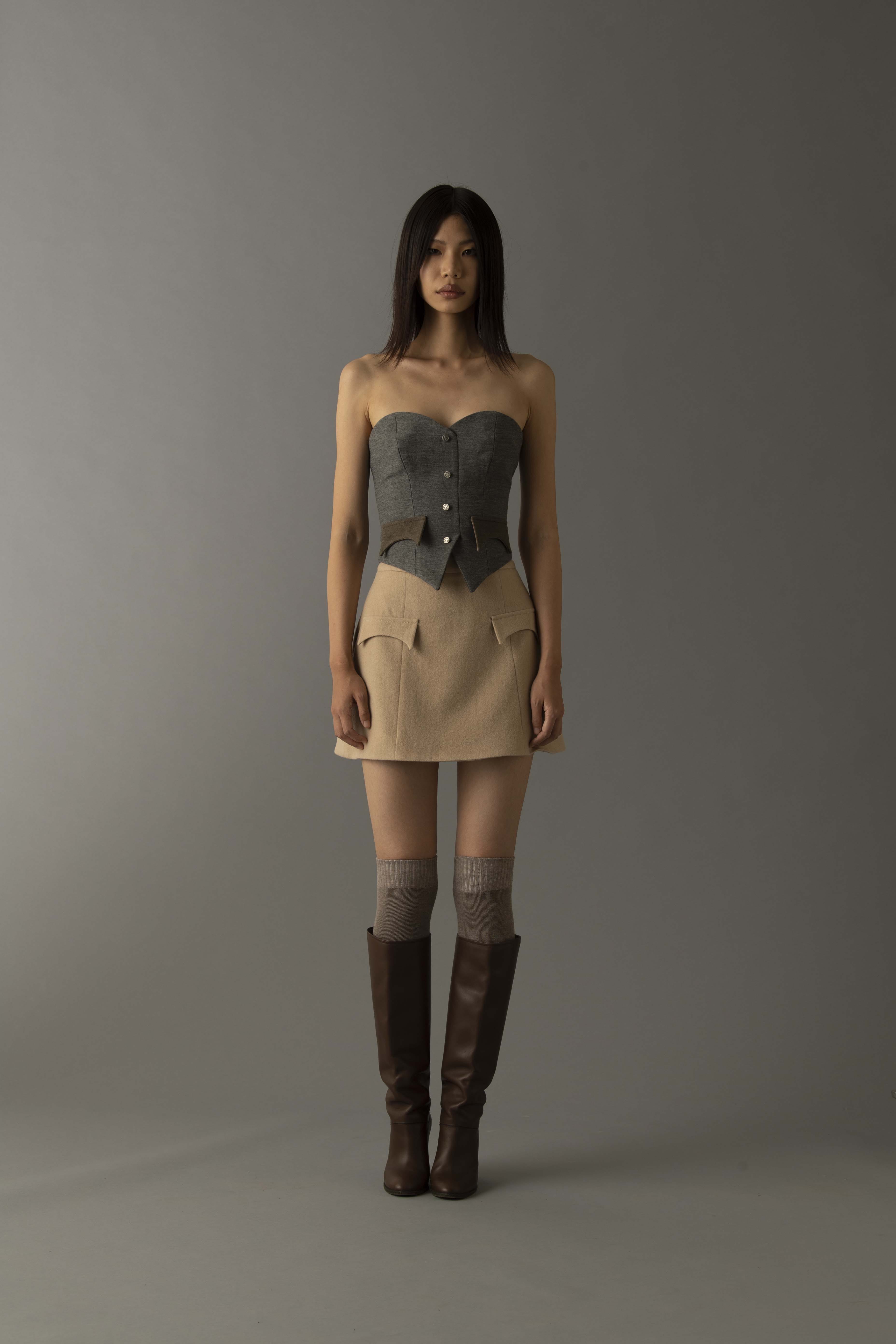 HAZEL CORSET in Grey made by Vestiaire d'un Oiseau Libre