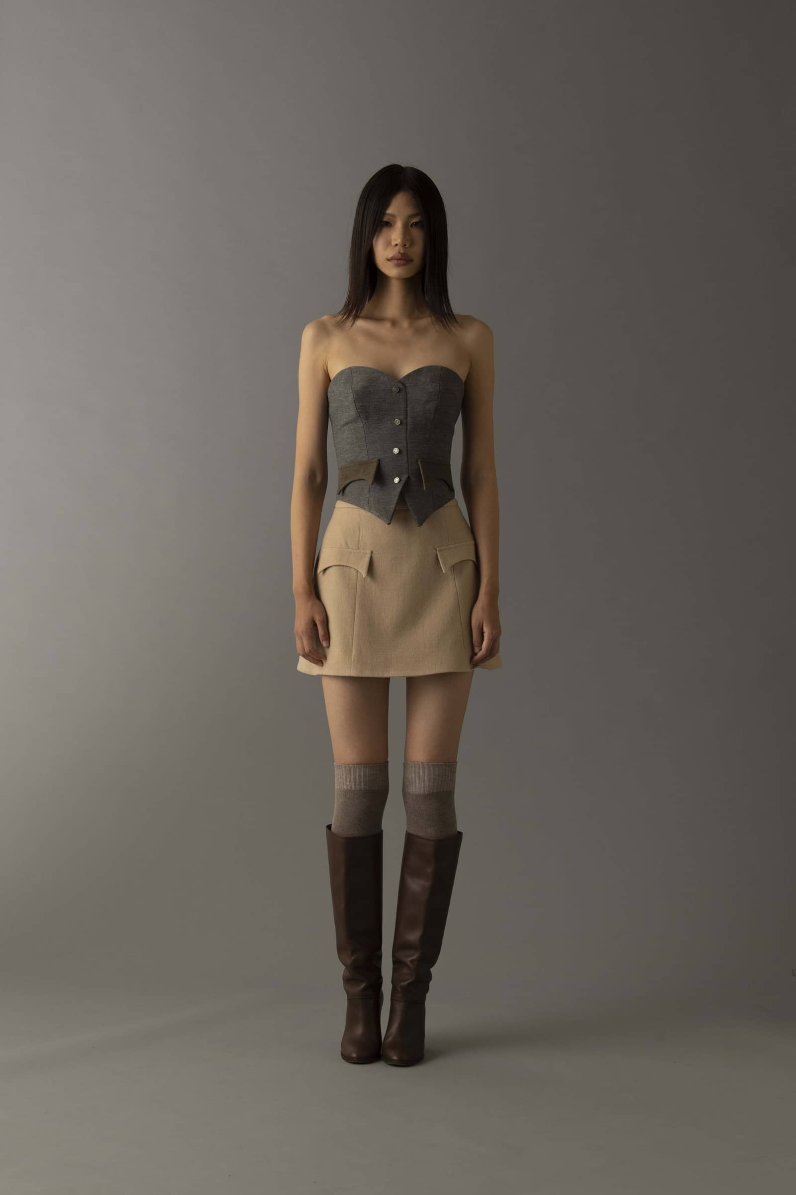 HAZEL CORSET in Grey made by Vestiaire d'un Oiseau Libre