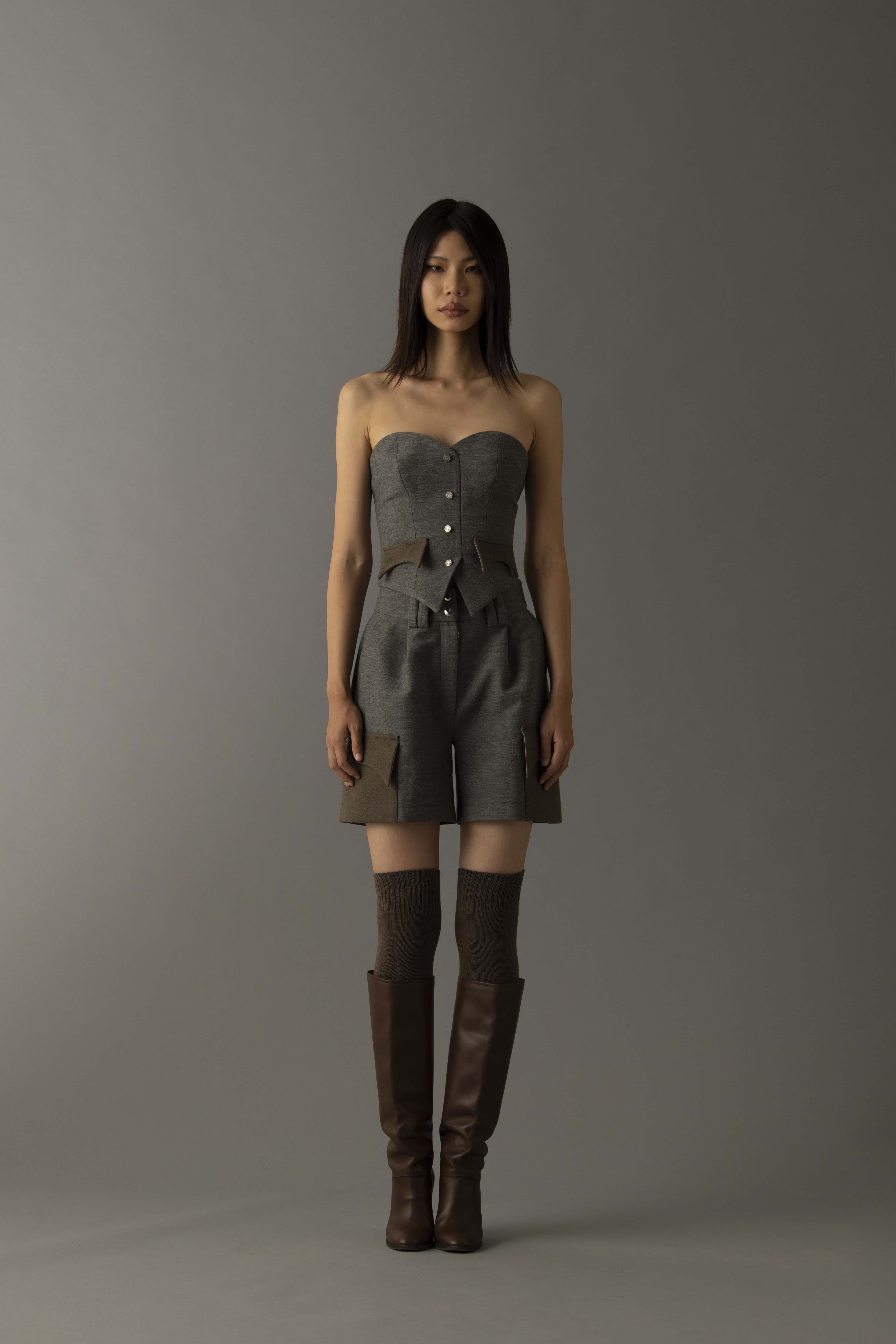 HAZEL CORSET in Grey made by Vestiaire d'un Oiseau Libre