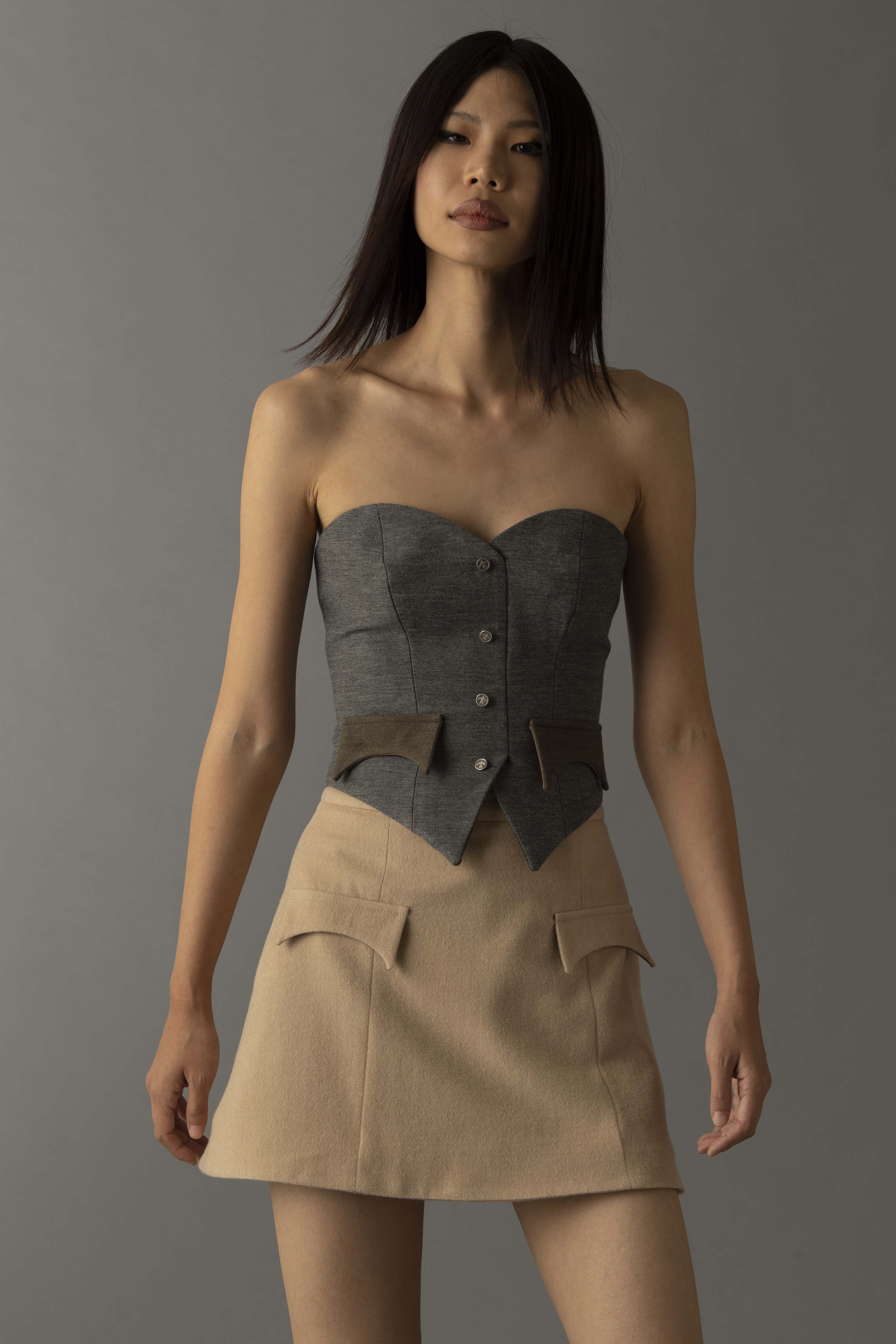 HAZEL CORSET in Grey made by Vestiaire d'un Oiseau Libre