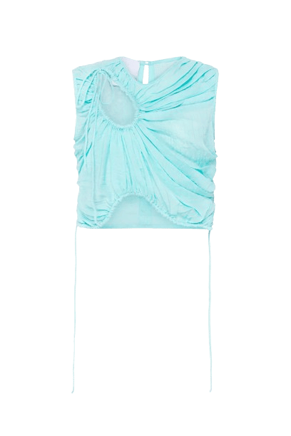 Pleated Drop Top in Blue made by Tamar Keburia