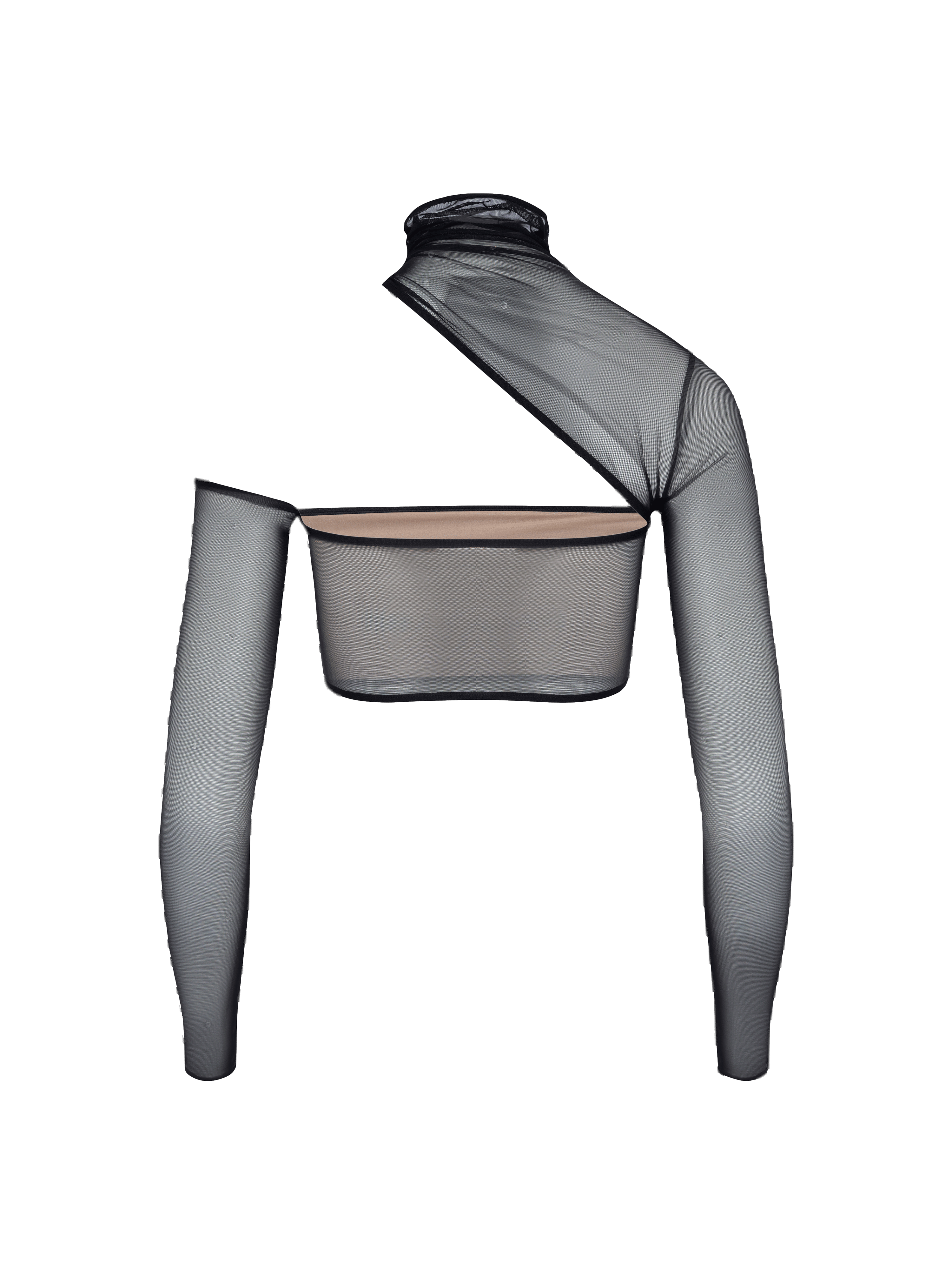 Open Shoulder Embellished Mesh Top made by NDS The Label