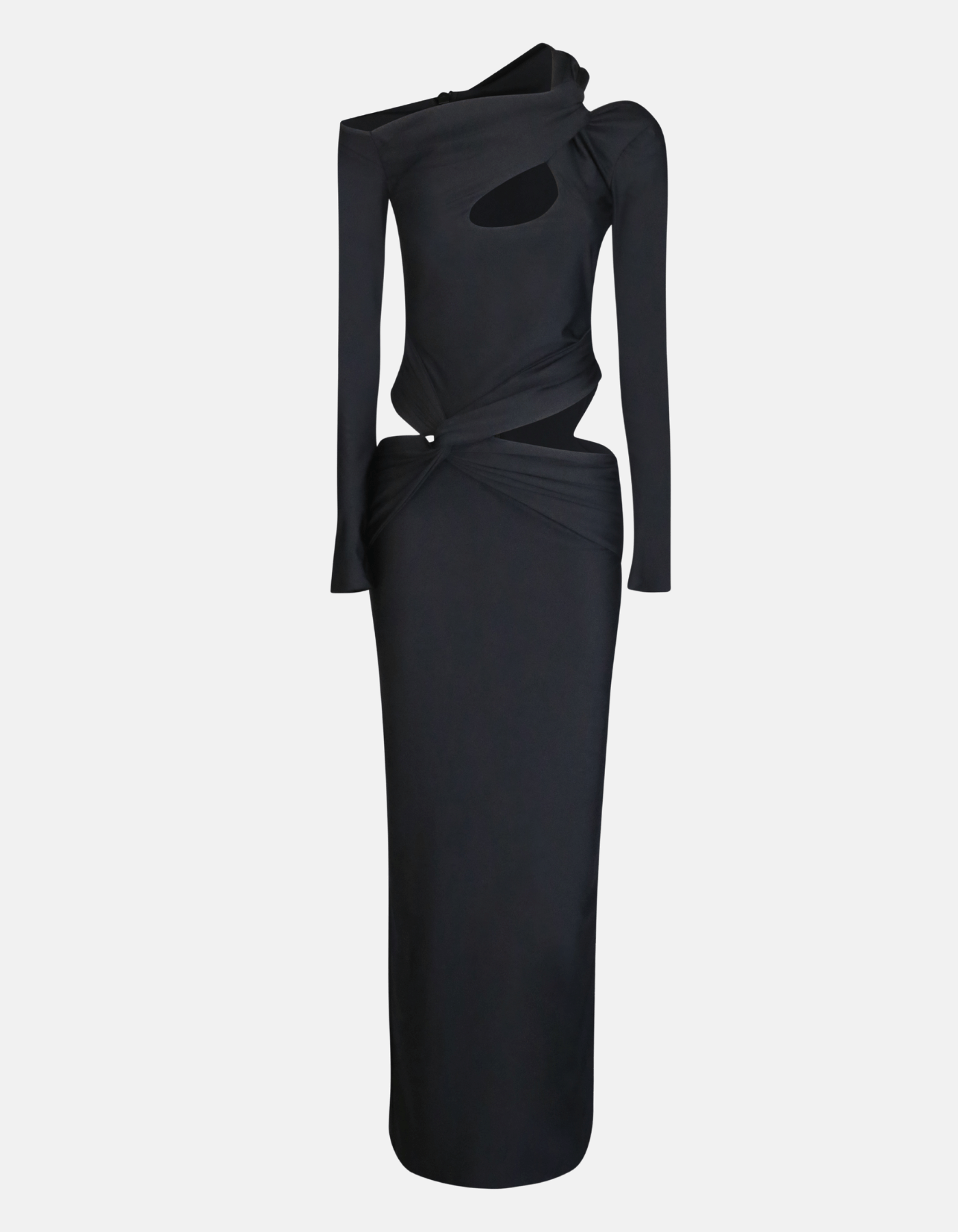 ORNYA Black Cut-Out Maxi Dress made by MAET