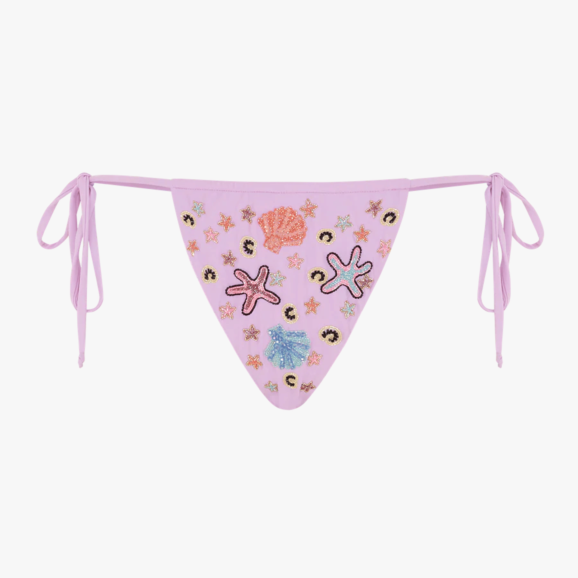 Fia Tropical Hand Embroidered Bikini Bottoms Lilac made by Oceanus Swimwear