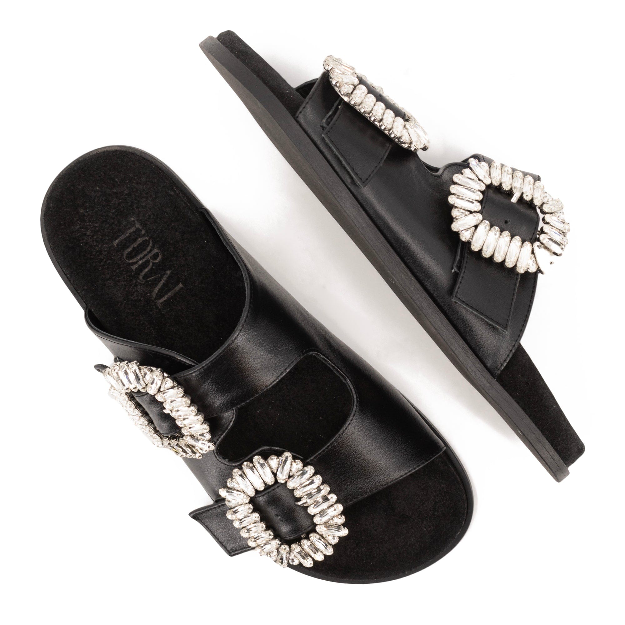 BLACK LEATHER SANDALS made by Toral