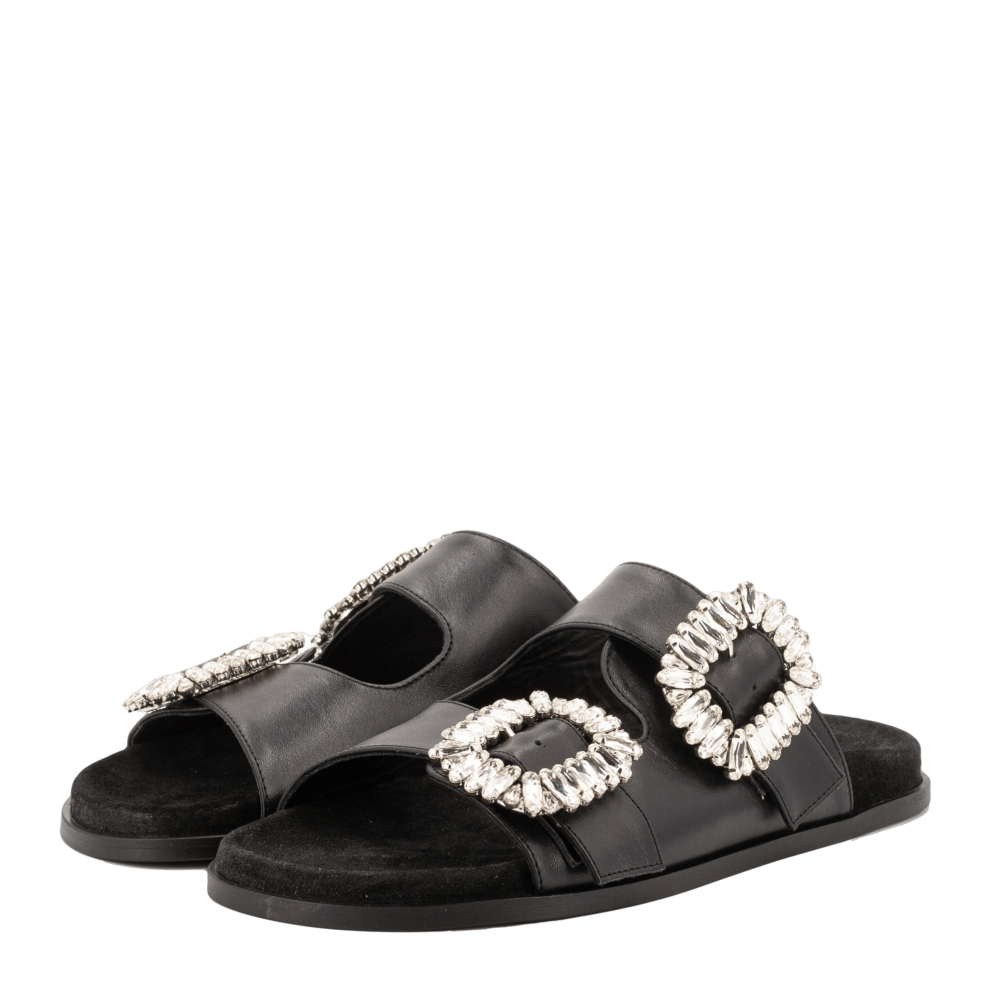 BLACK LEATHER SANDALS made by Toral