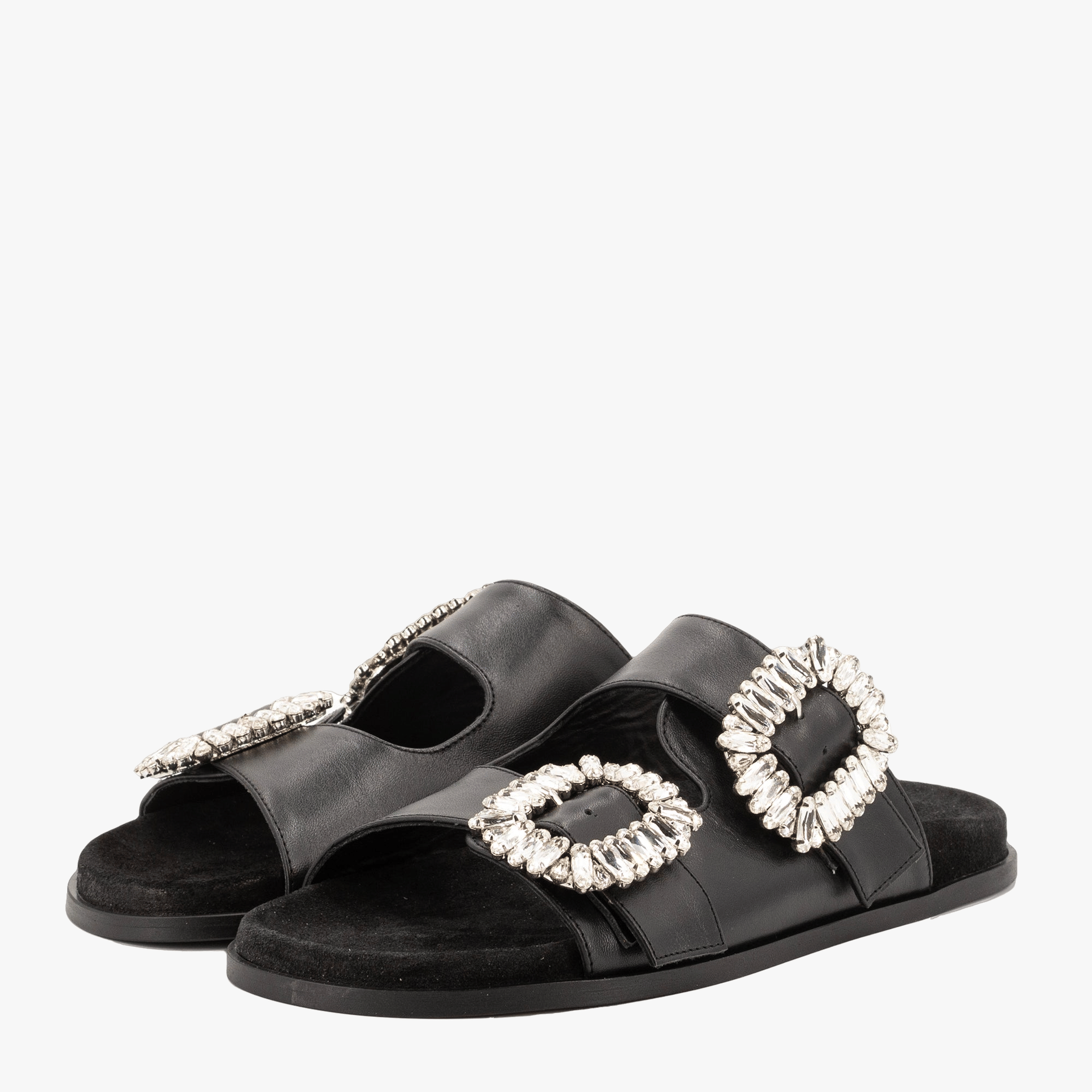 BLACK LEATHER SANDALS made by Toral