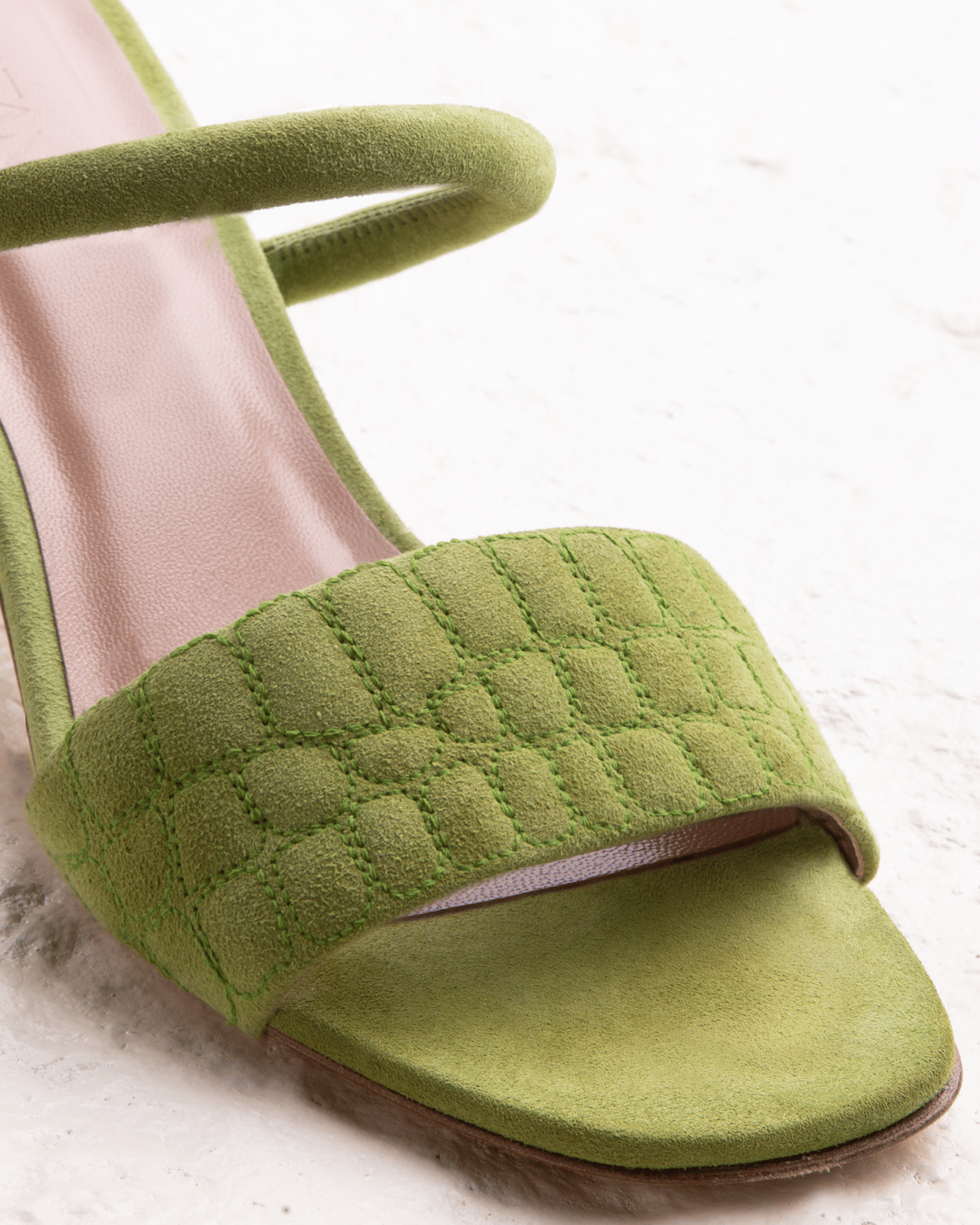 Quilted Croc Mule 55 Green in Green made by ATANA