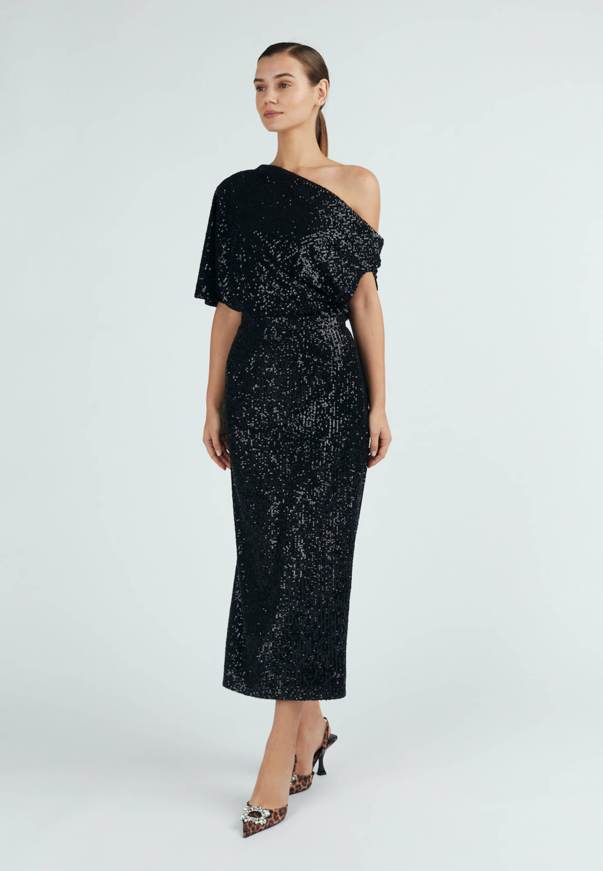 MARGO black sequin asymmetric cocktail dress made by UNDRESS