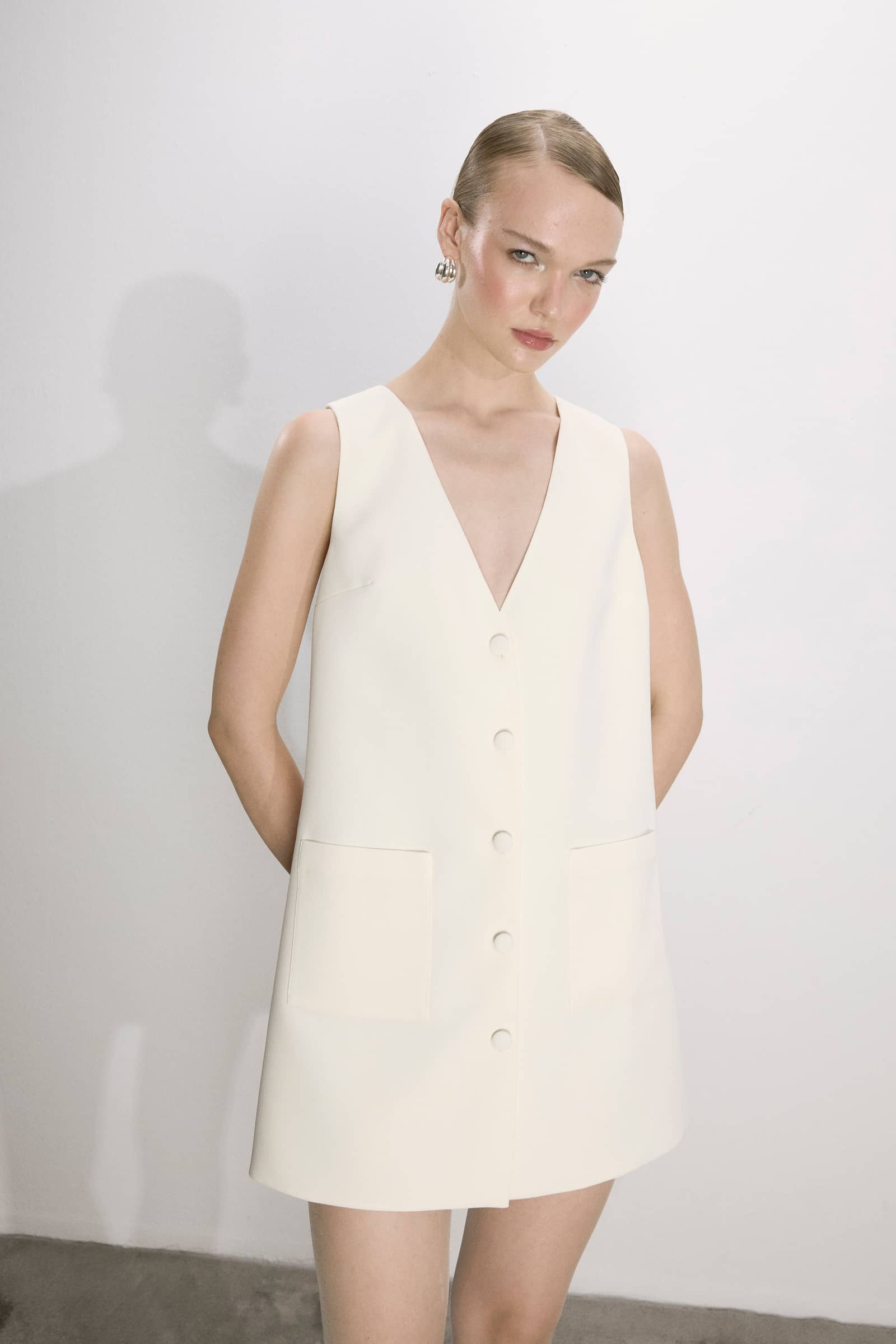 Odessa Mini Dress In Vanilla Ice made by Nazli Ceren