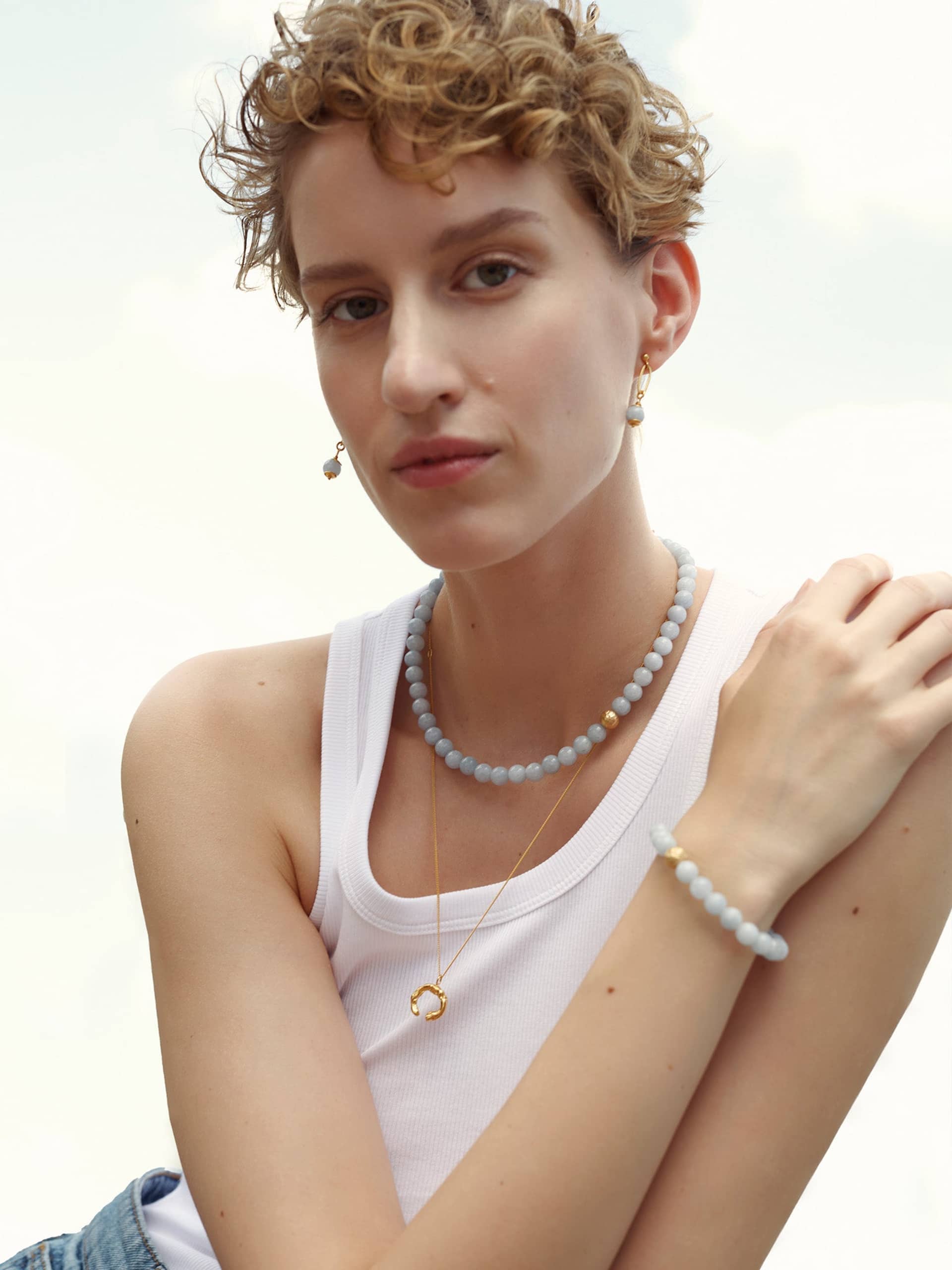 Minerals Jade Aquamarine Necklace made by Eva Remenyi