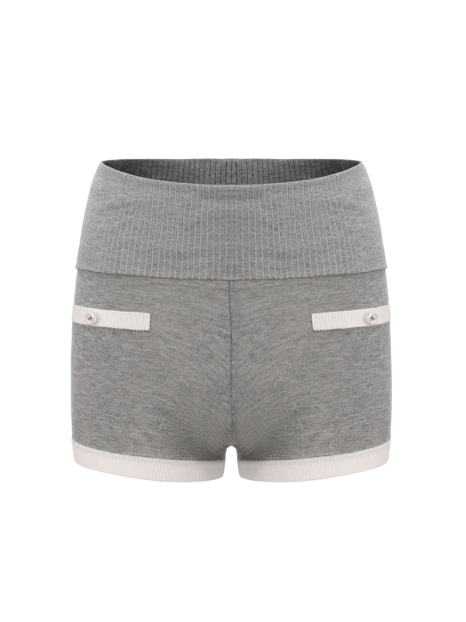 Millie Fold-Over Waistband Grey Knit Shorts made by Nana Jacqueline