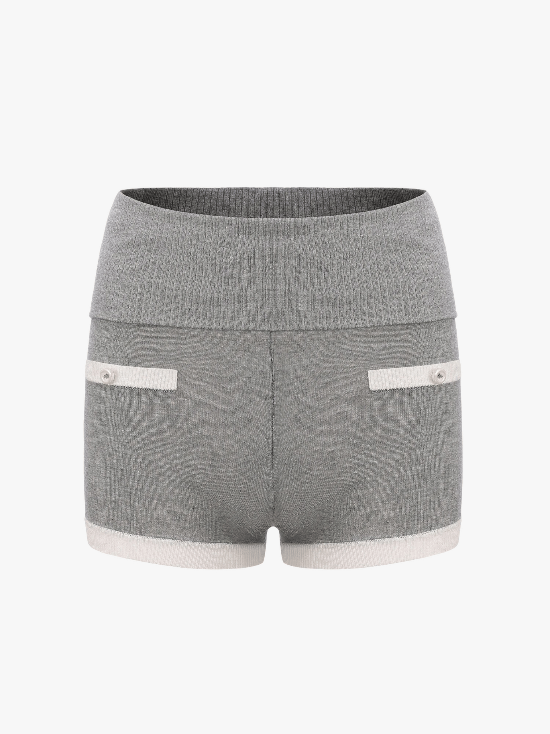 Millie Fold-Over Waistband Grey Knit Shorts made by Nana Jacqueline