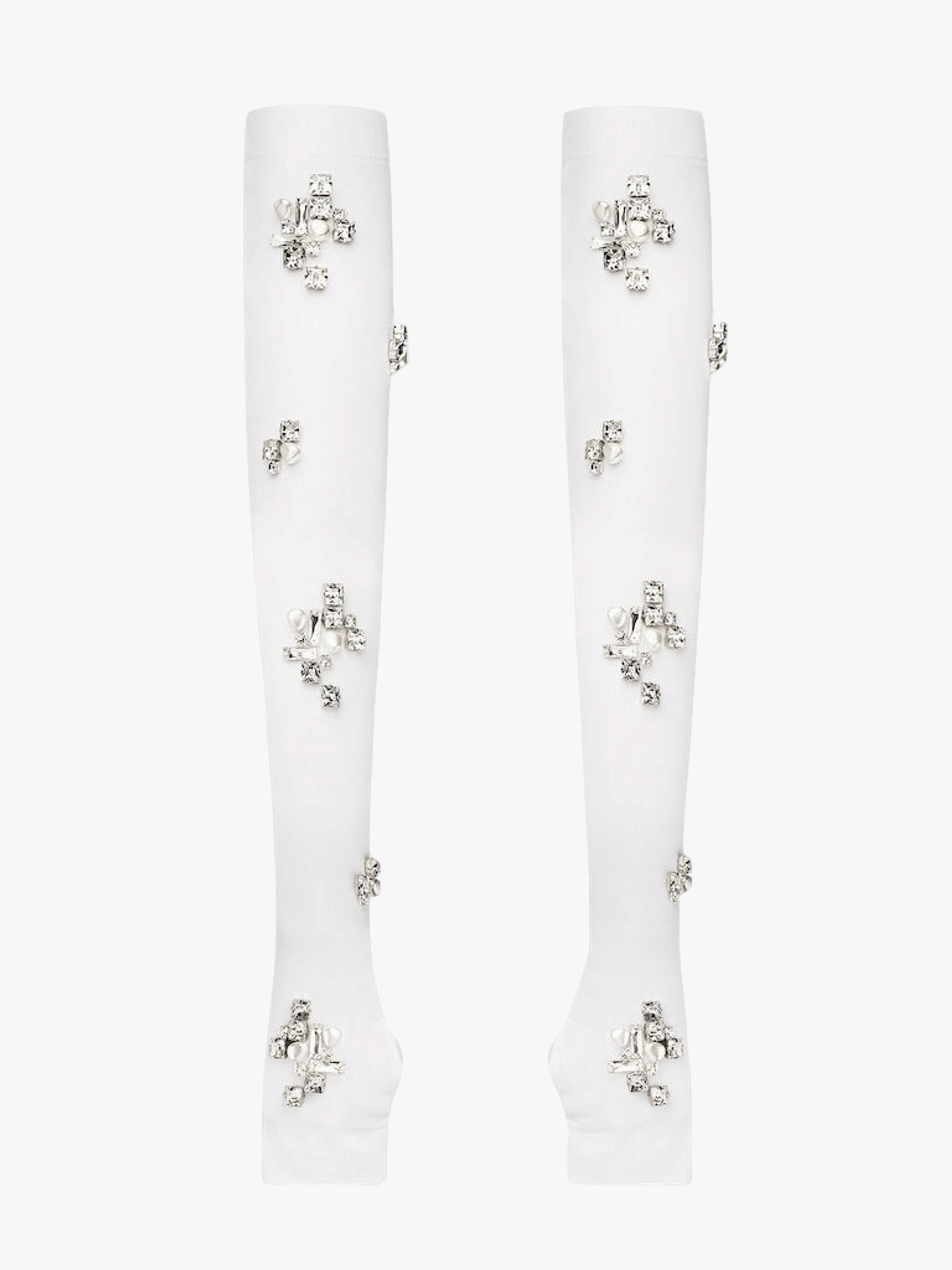 FINGERLESS GLOVES WITH JEWEL AND PEARL EMBELLISHMENTS in White made by NDS The Label