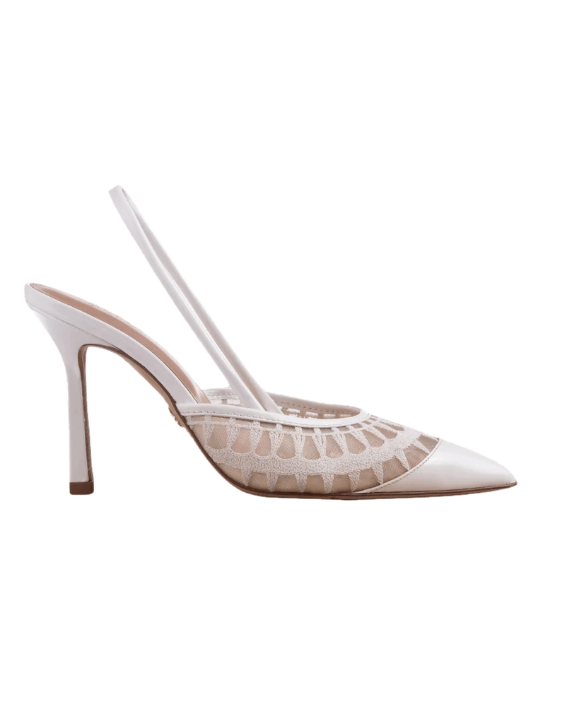 Lace Sling 95 White Patent in White made by ATANA