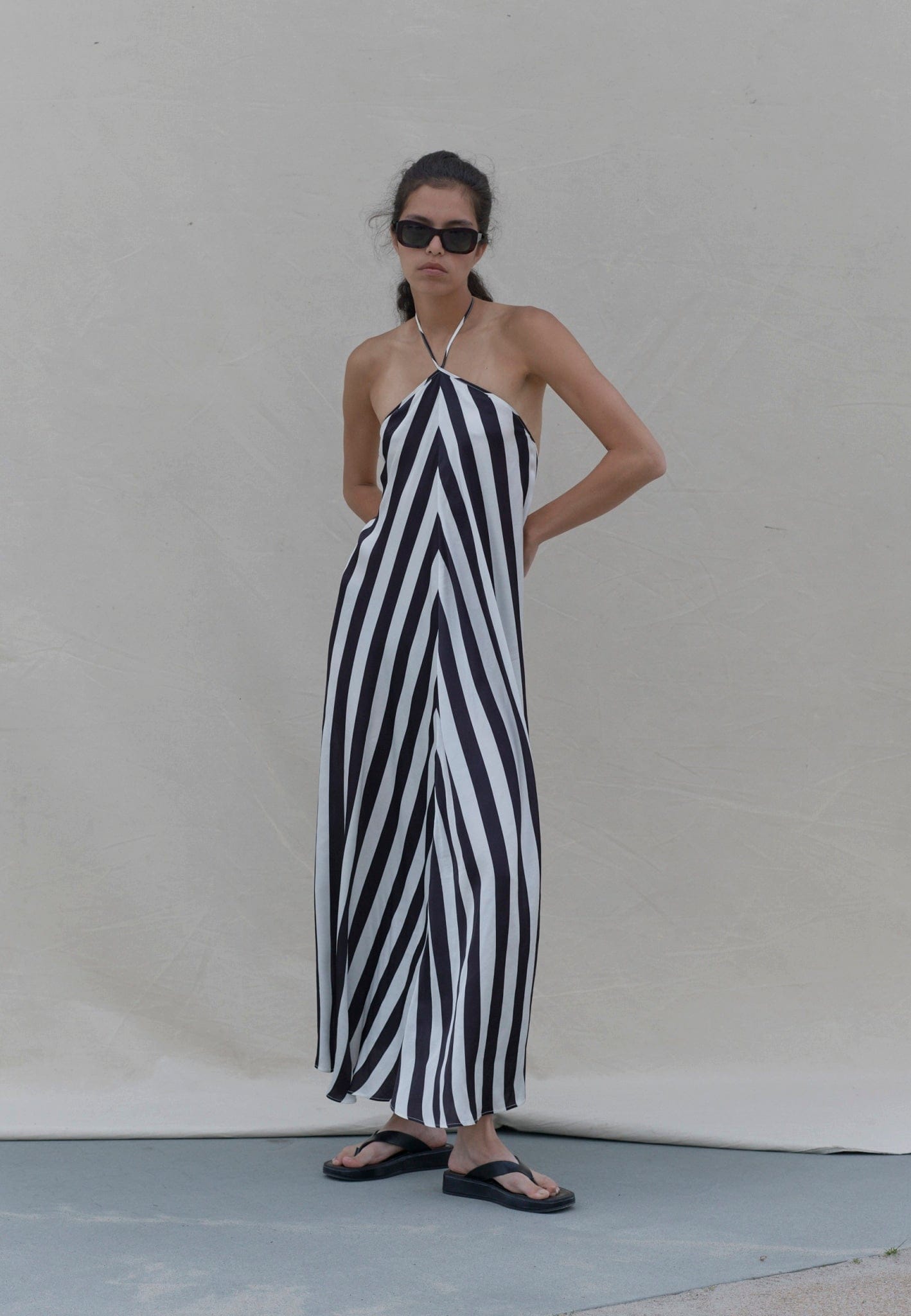 Thora Dress - Black & White stripe in Multi color made by HERSKIND
