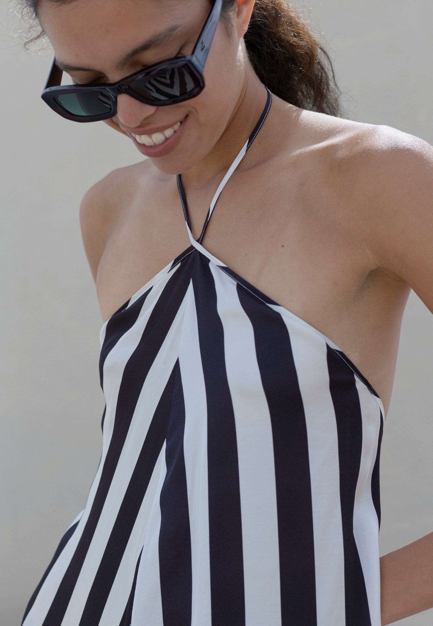 Thora Dress - Black & White stripe in Multi color made by HERSKIND