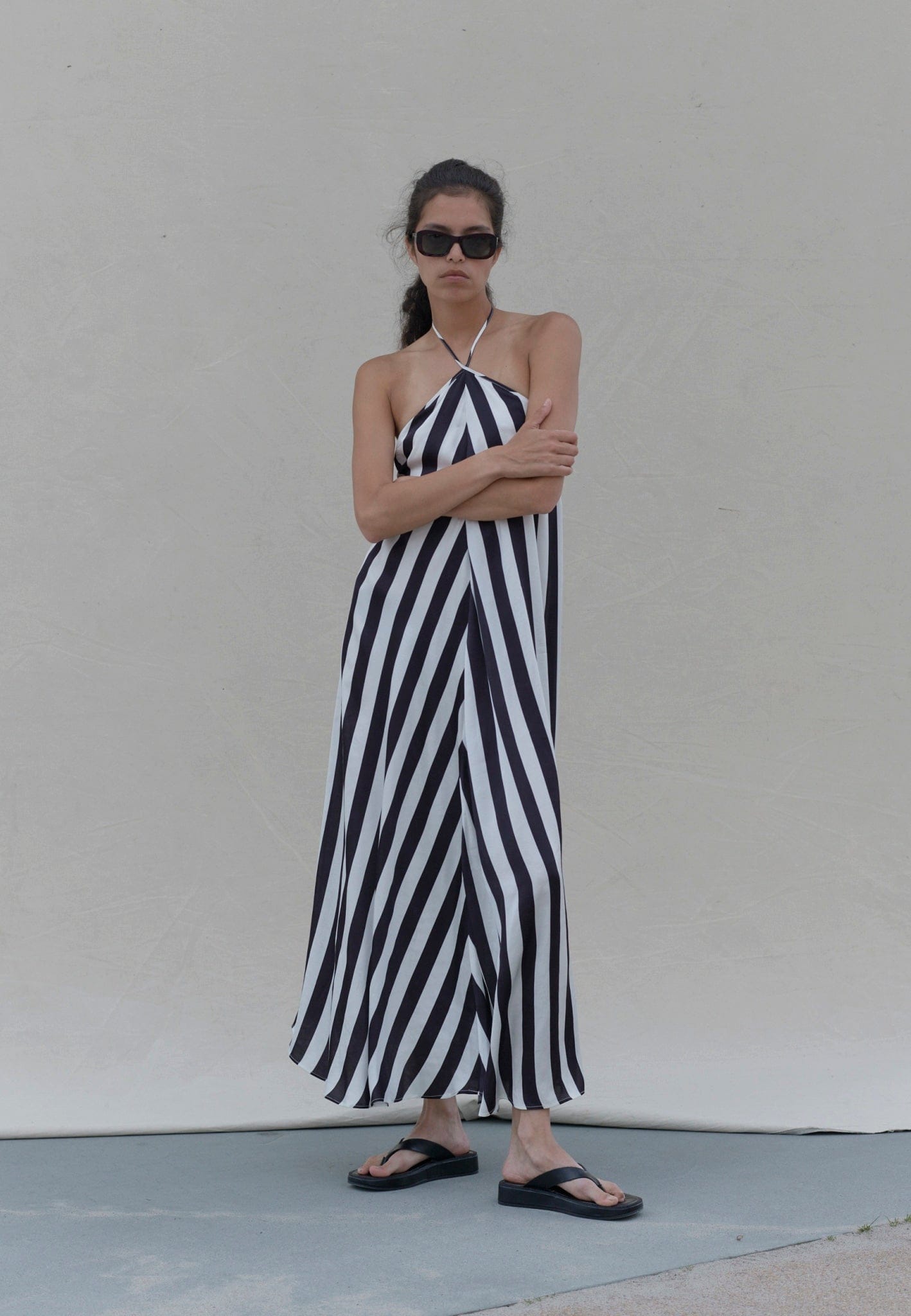 Thora Dress - Black & White stripe in Multi color made by HERSKIND