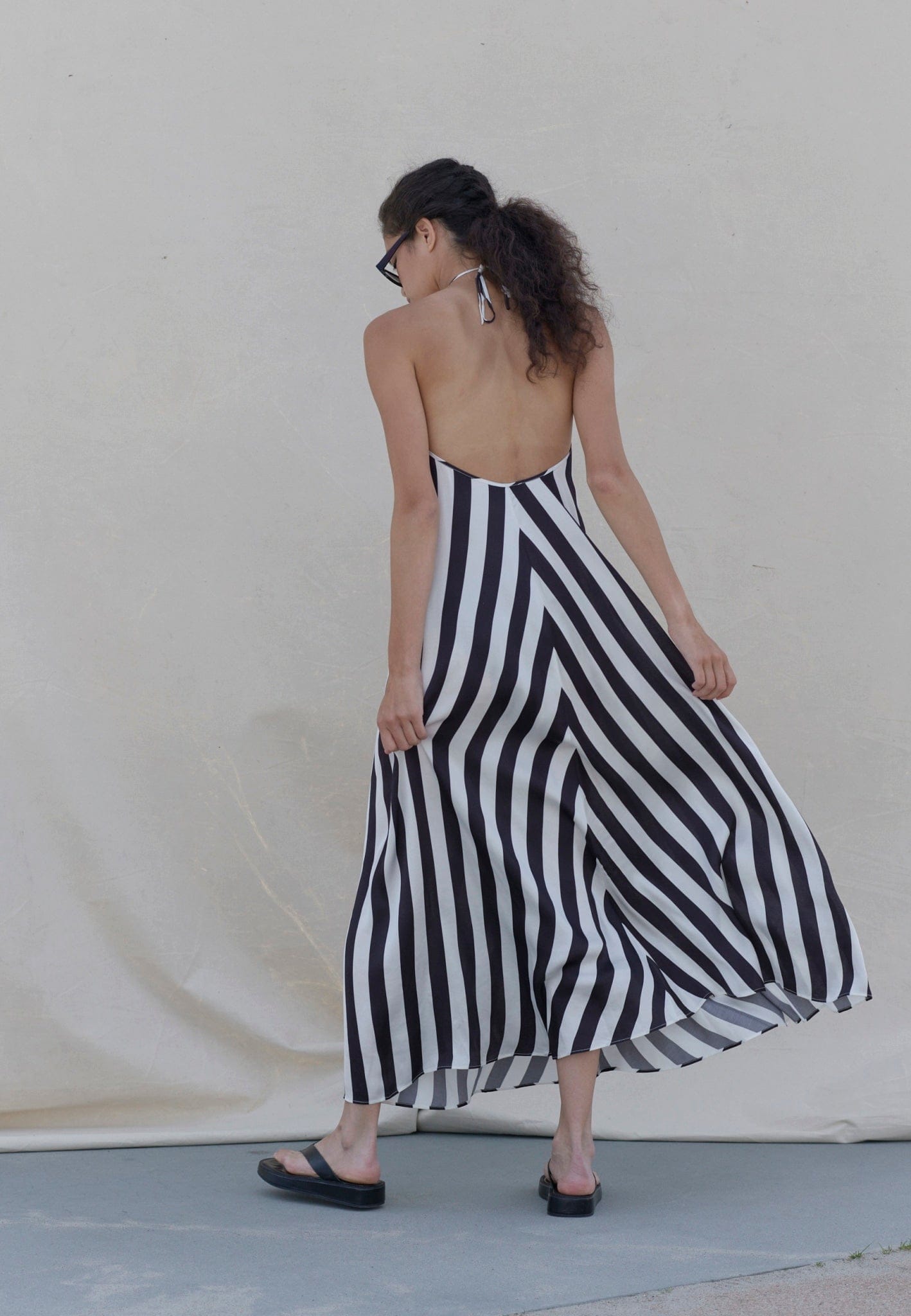 Thora Dress - Black & White stripe in Multi color made by HERSKIND