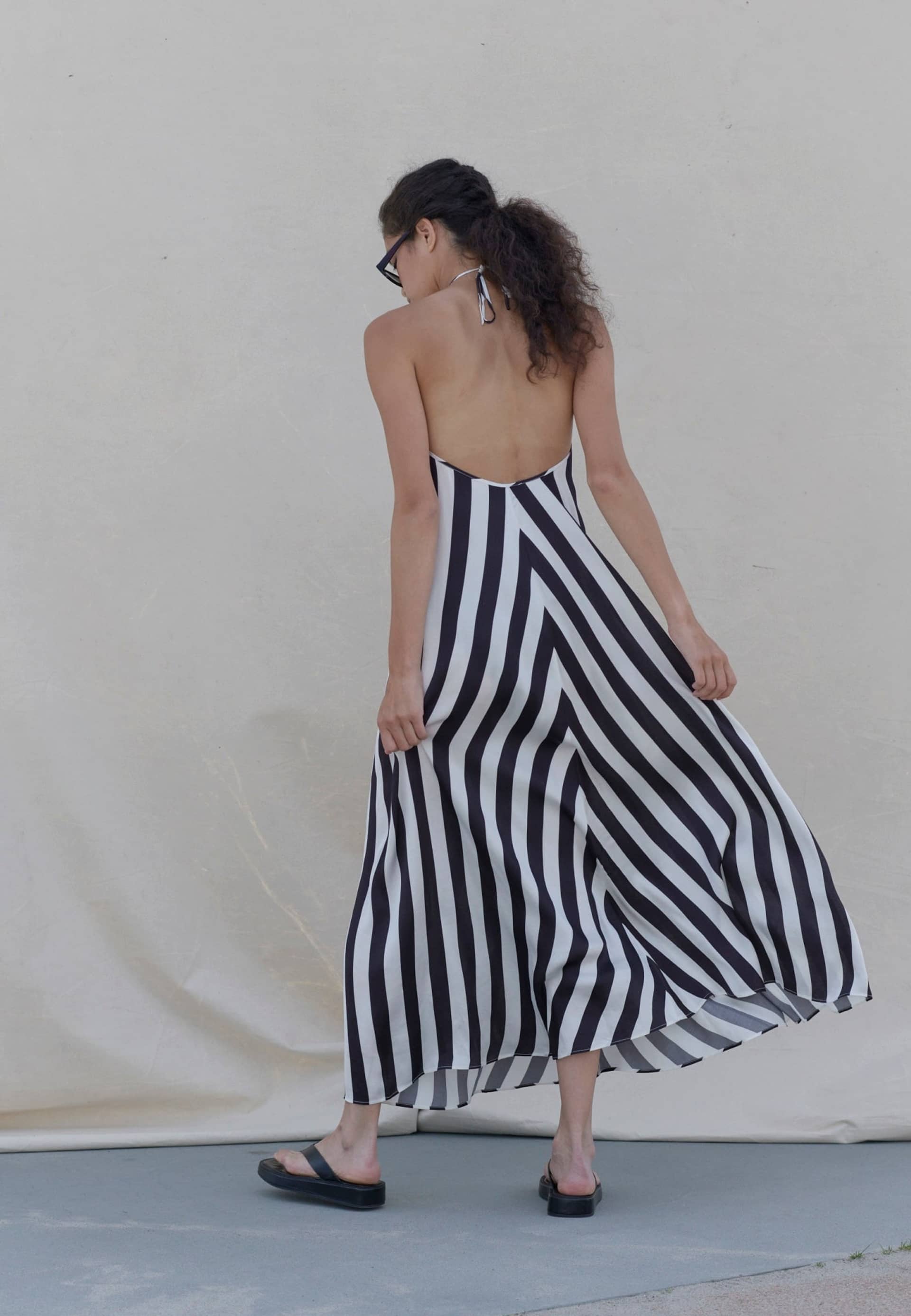 Thora Dress - Black & White stripe in Multi color made by HERSKIND