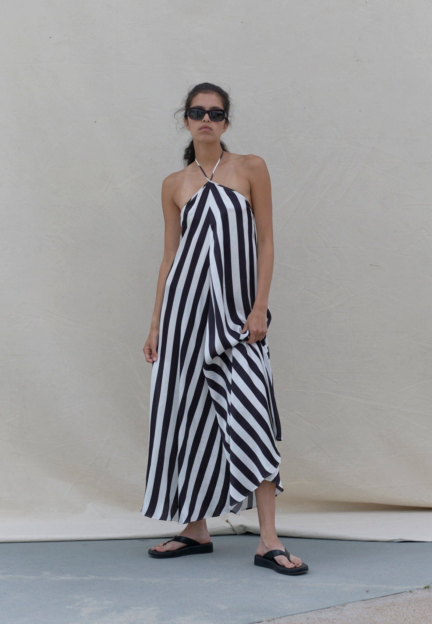 Thora Dress - Black & White stripe in Multi color made by HERSKIND