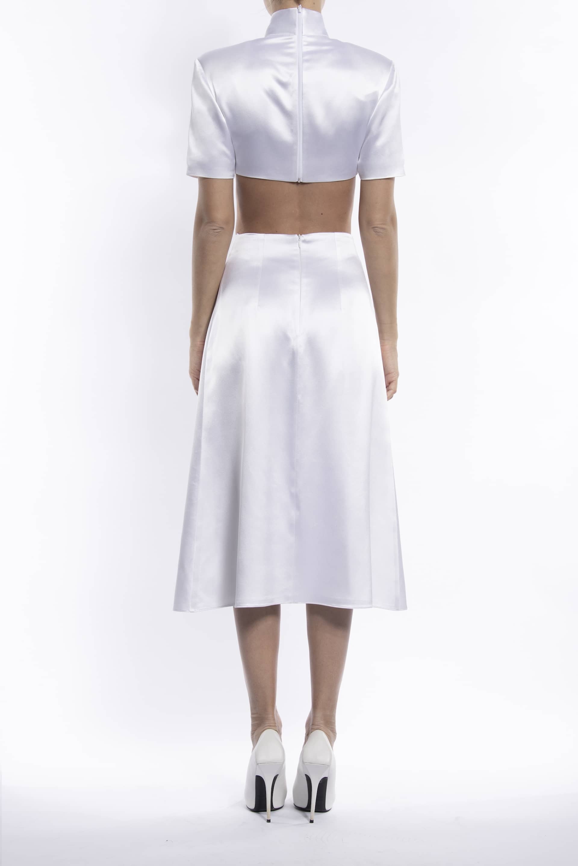 Paloma Blanca Silk Dress in White made by Vestiaire d'un Oiseau Libre