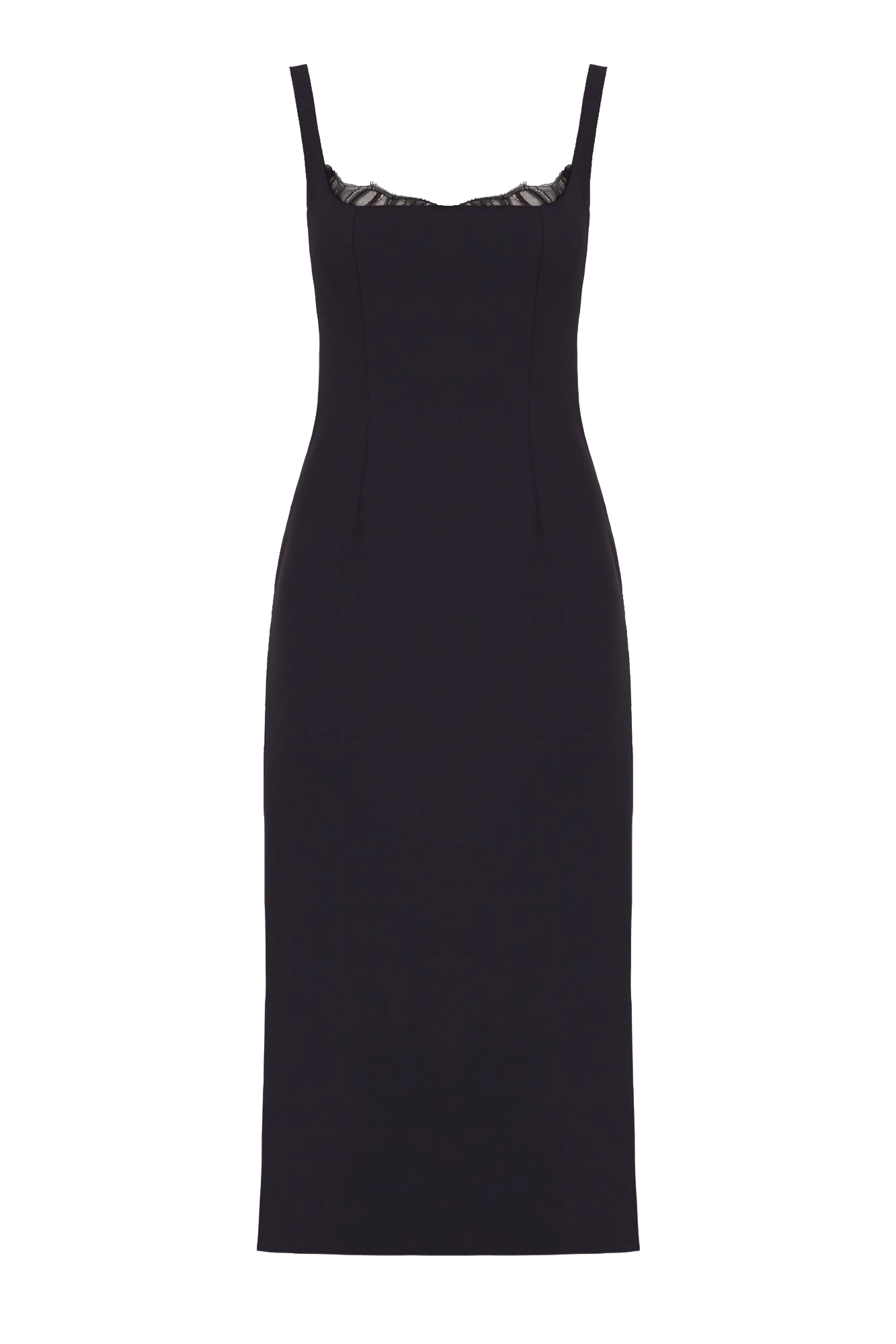 HILDA Black Square Neckline Dress With Lace Detail made by UNDRESS