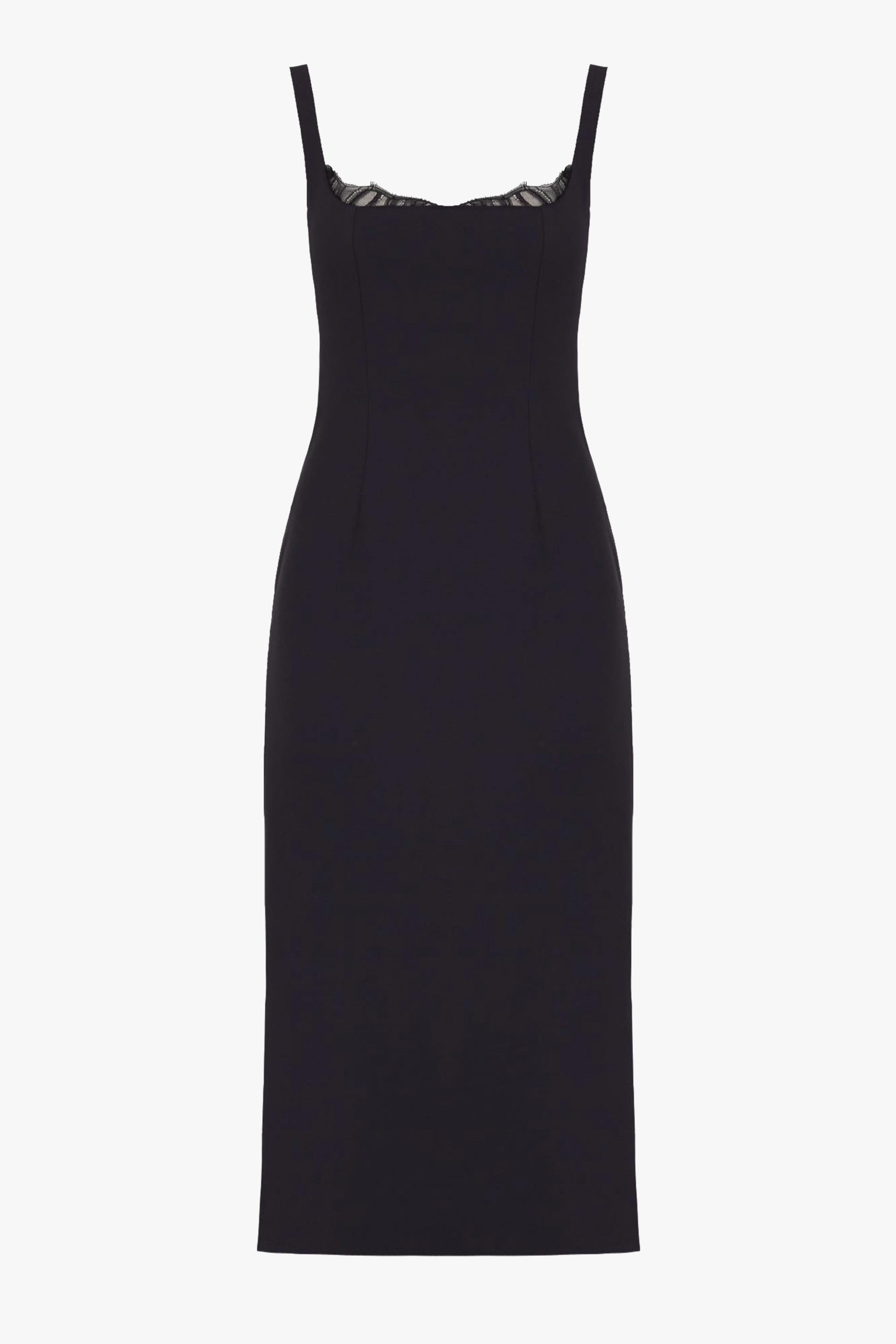 HILDA Black Square Neckline Dress With Lace Detail made by UNDRESS