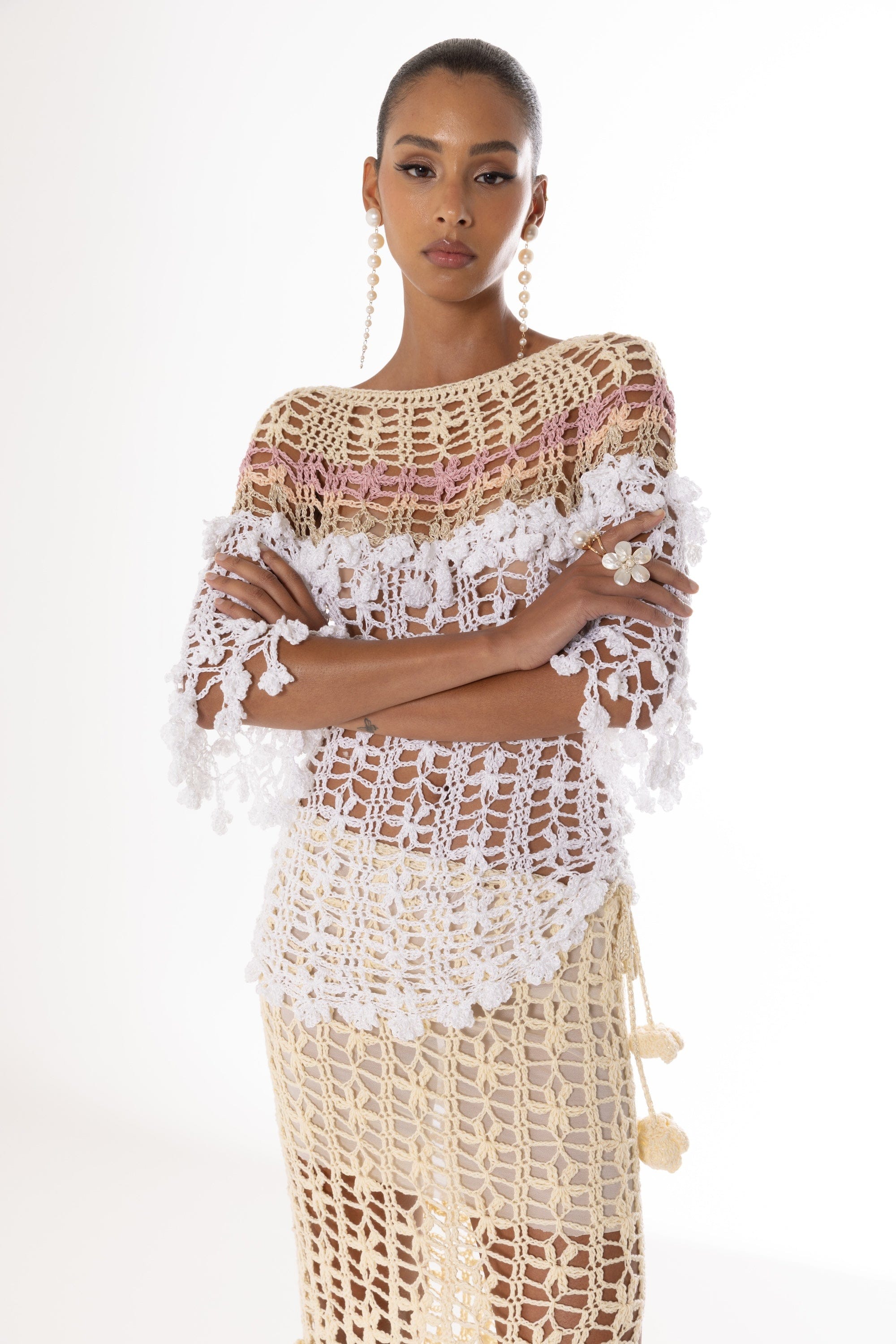 Vanilla Multicolor Handmade Crochet Top made by ANDREEVA