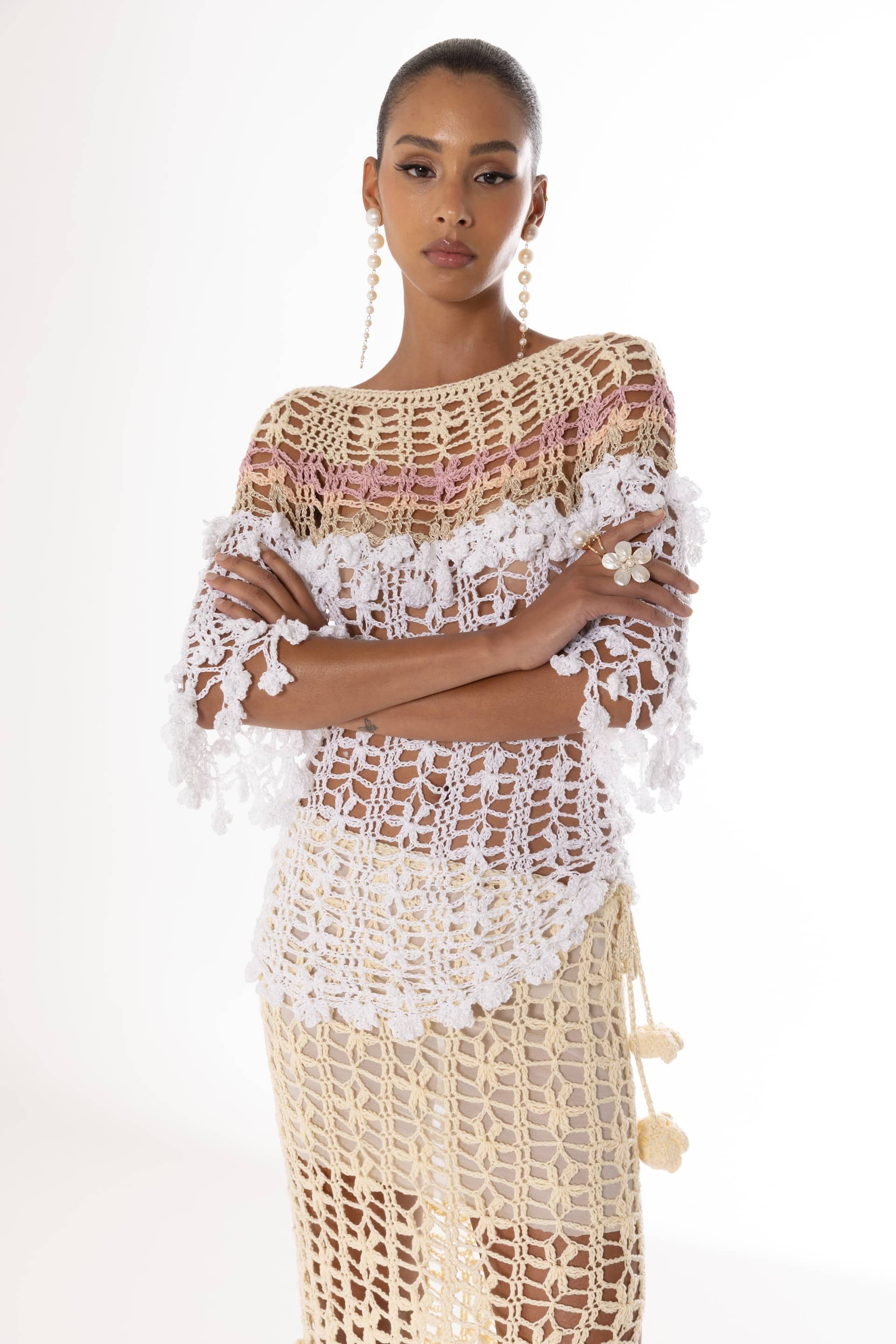 Vanilla Multicolor Handmade Crochet Top made by ANDREEVA