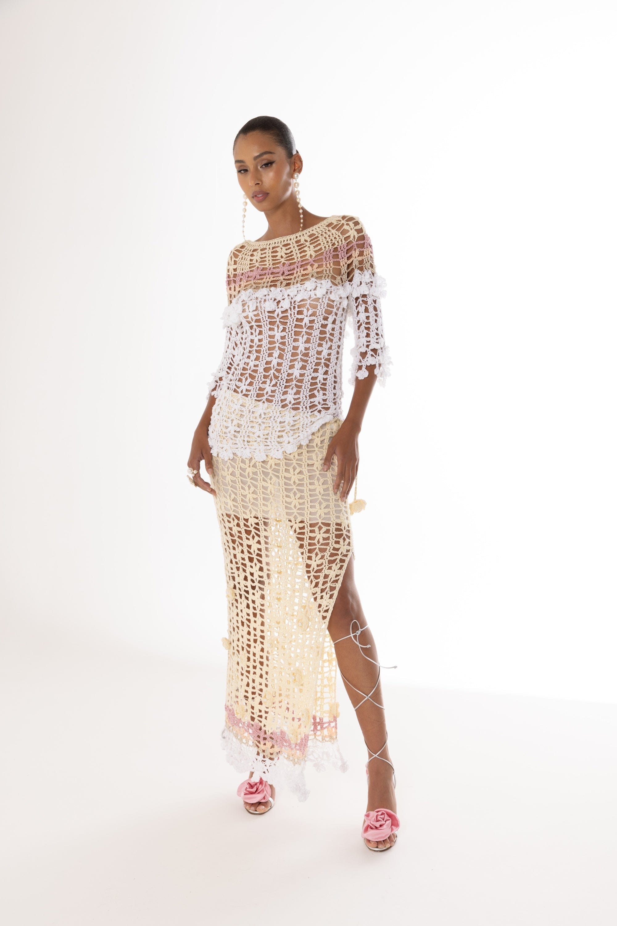 Vanilla Multicolor Handmade Crochet Top made by ANDREEVA