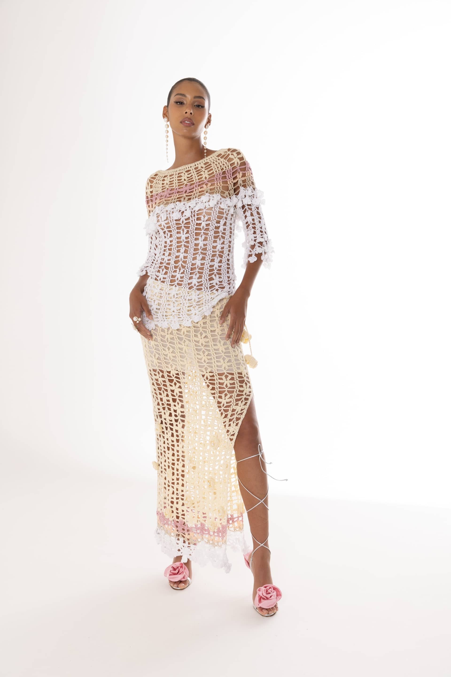 Vanilla Multicolor Handmade Crochet Top made by ANDREEVA