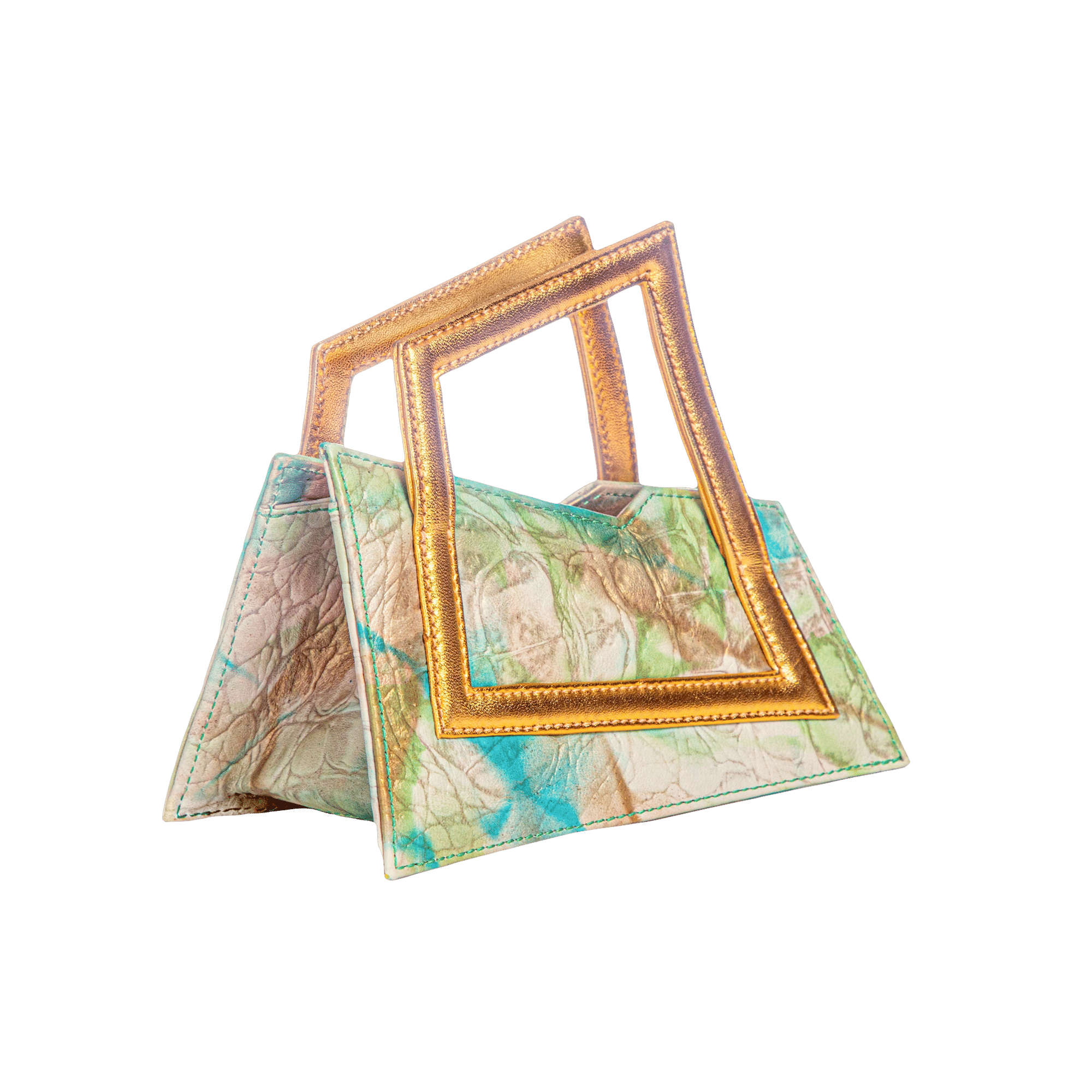 Jari'aa - Turquoise - Square Top Handle Bag made by ALIEL