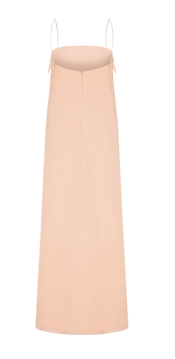 Aella Long Dress in Apricot Cream in Orange made by Nazli Ceren